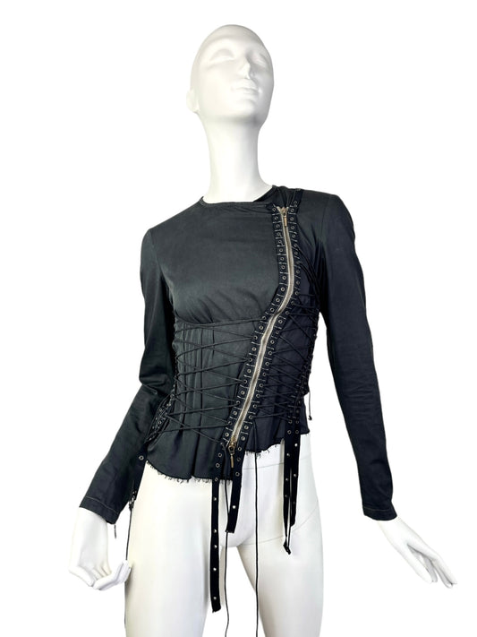 PLEIN SUD SS2003 BLACK LACE-UP BONDAGE JACKET