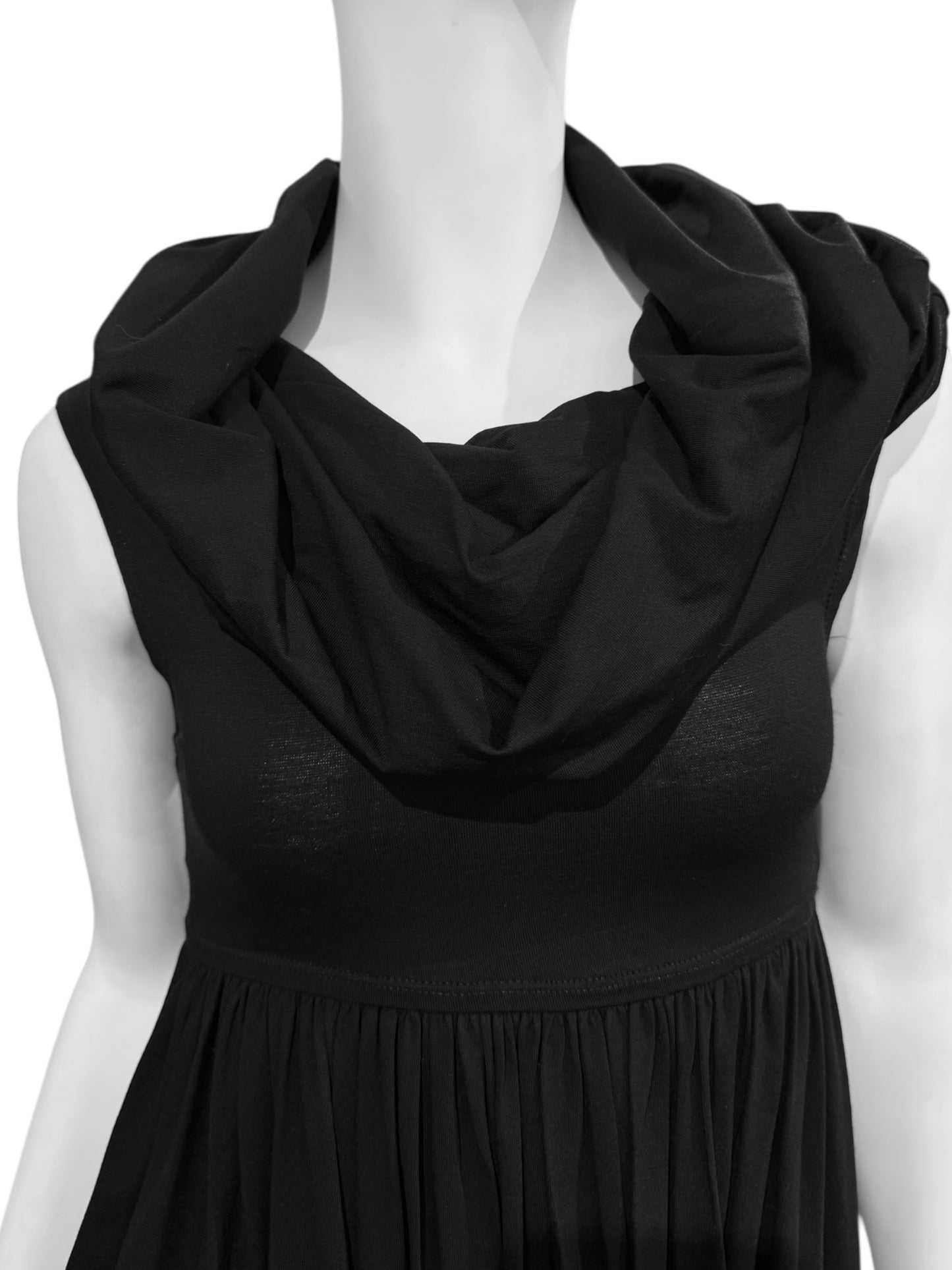 PLEIN SUD 2000s BLACK HOODED MINI DRESS