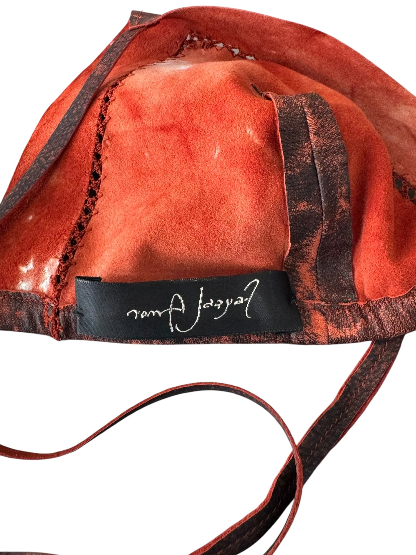 FAYÇAL AMOR SS1993 BROWN TIE & DYE LEATHER BRA