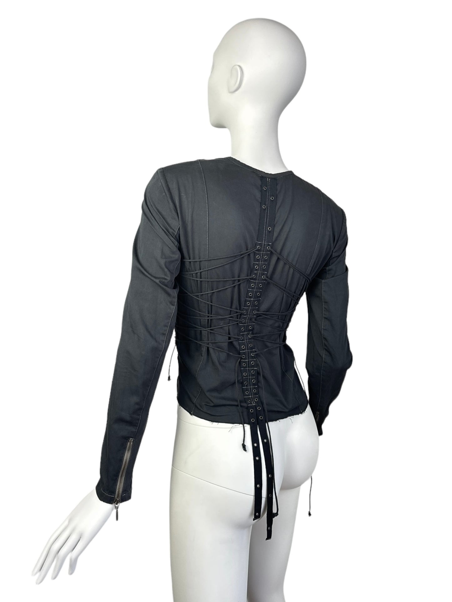PLEIN SUD SS2003 BLACK LACE-UP BONDAGE JACKET