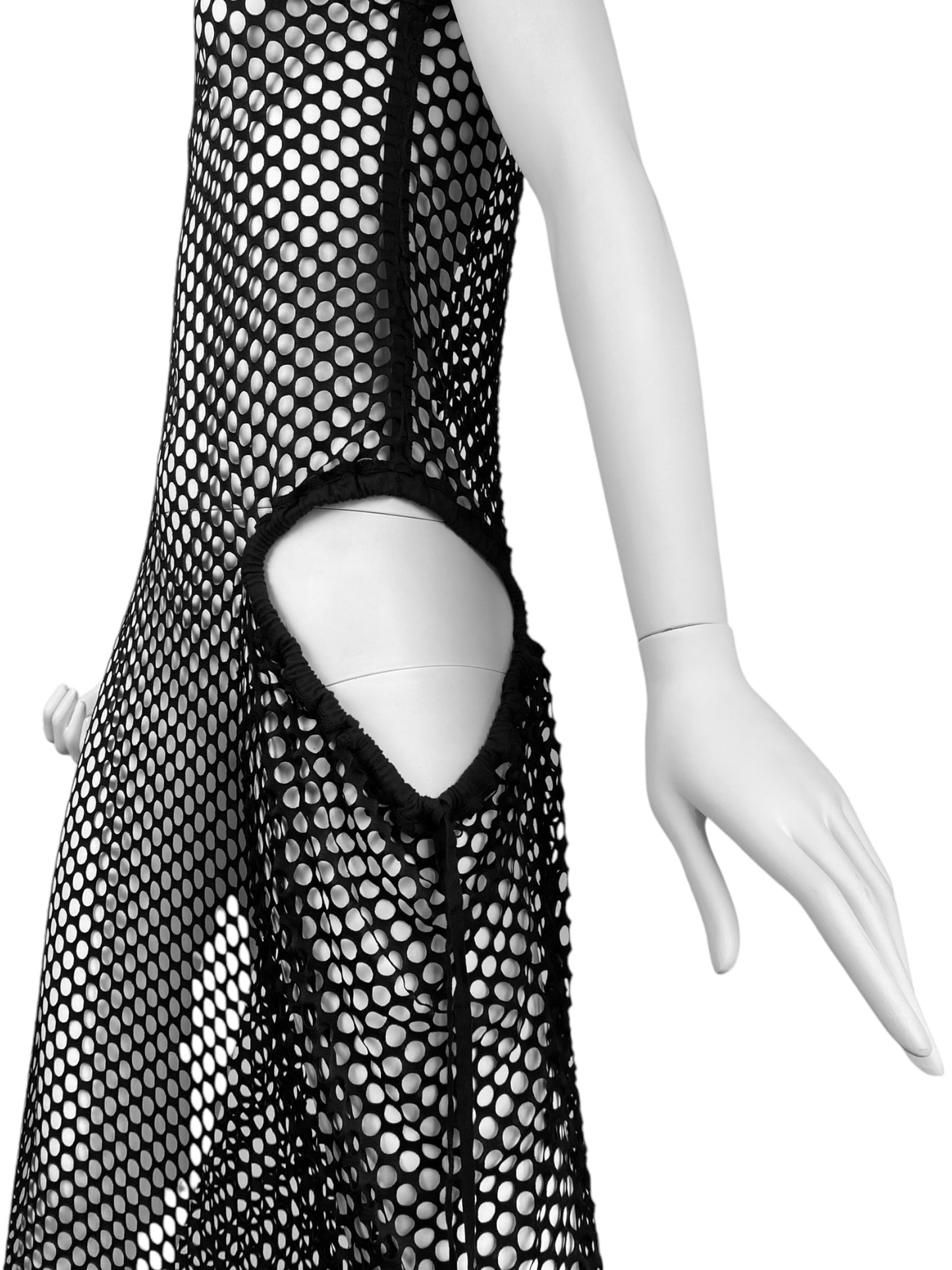 Y-3 YOHJI YAMAMOTO X ADIDAS 2010s BLACK LASER CUT OUT MAXI DRESS