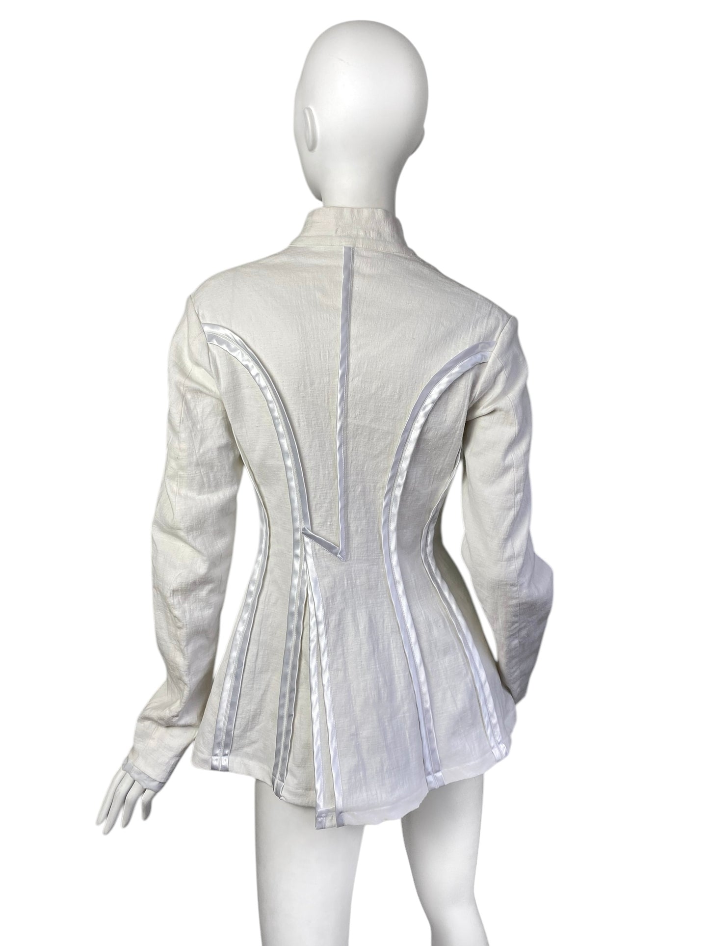 MARC LE BIHAN 2010s OFF-WHITE LINEN INSIDE OUT SEAM JACKET