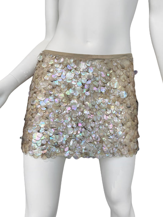 PLEIN SUD SS2004 MOTHER PEARL SEQUINS MINI SKIRT