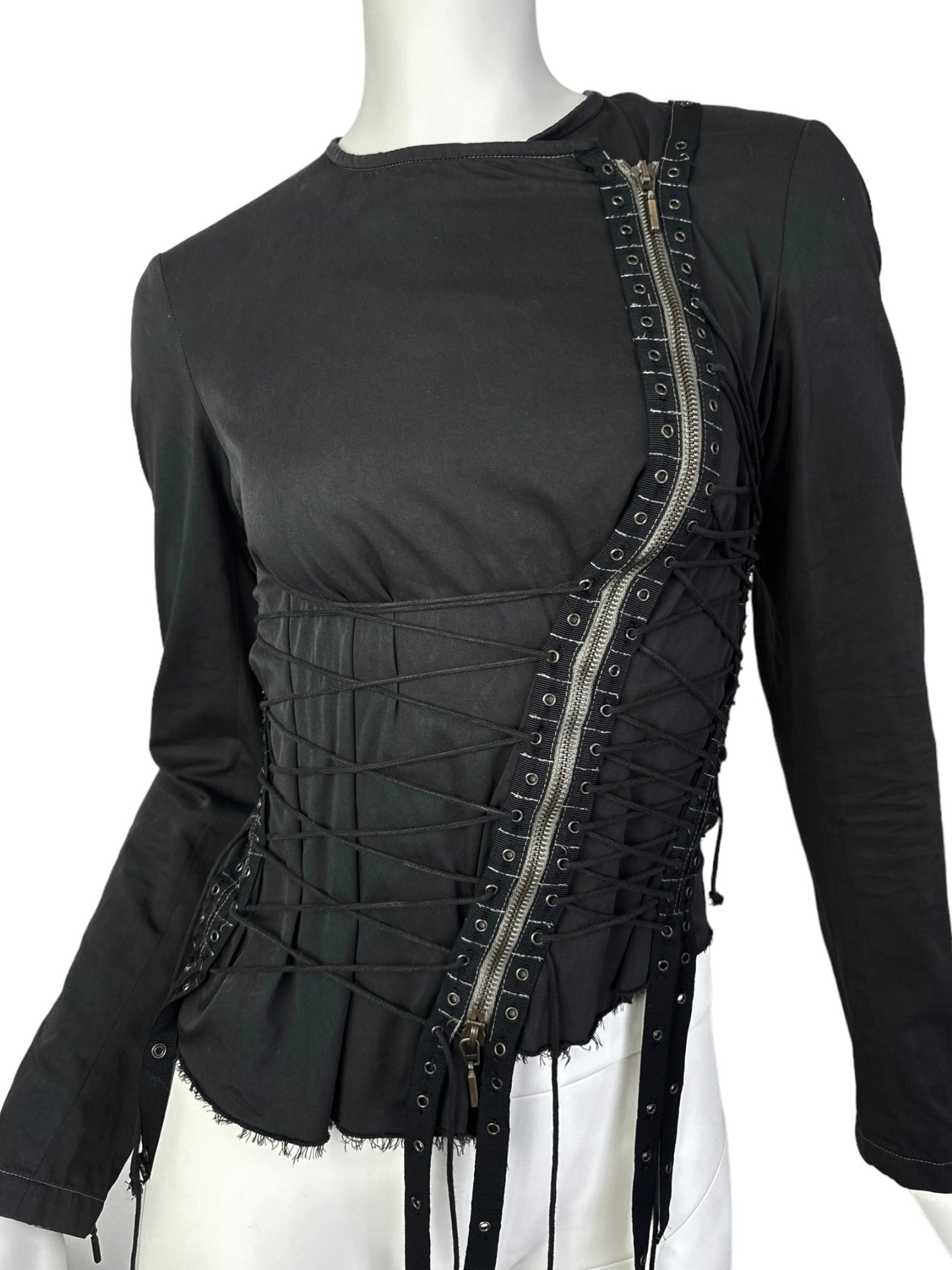 PLEIN SUD SS2003 BLACK LACE-UP BONDAGE JACKET