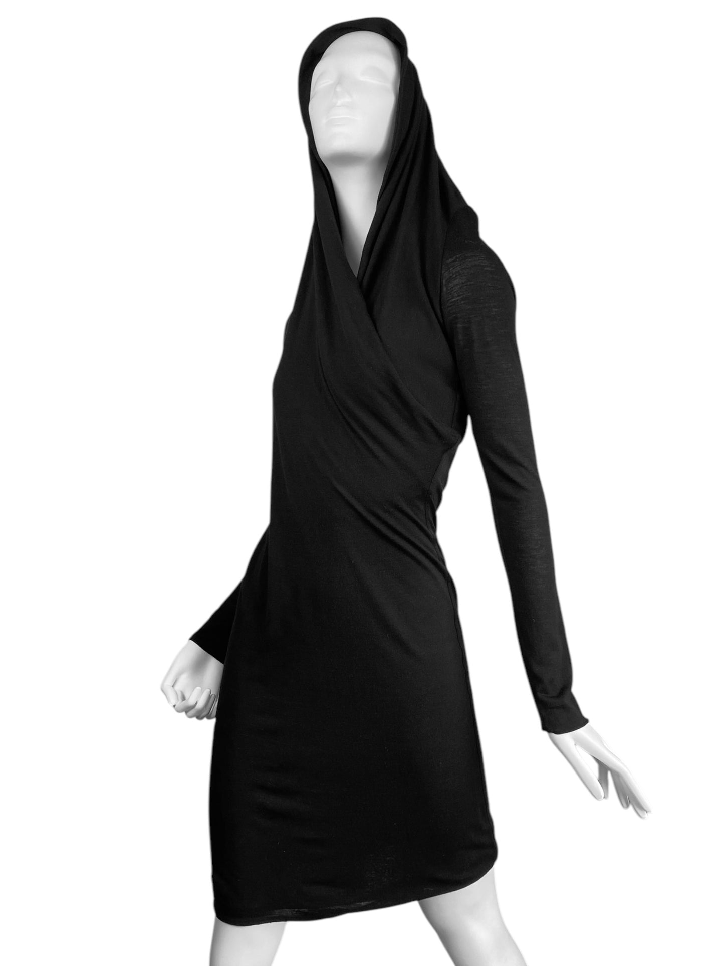 ALEXANDER MCQUEEN FW2008 «THE GIRL WHO LIVED IN A TREE» BLACK HOODED DRESS