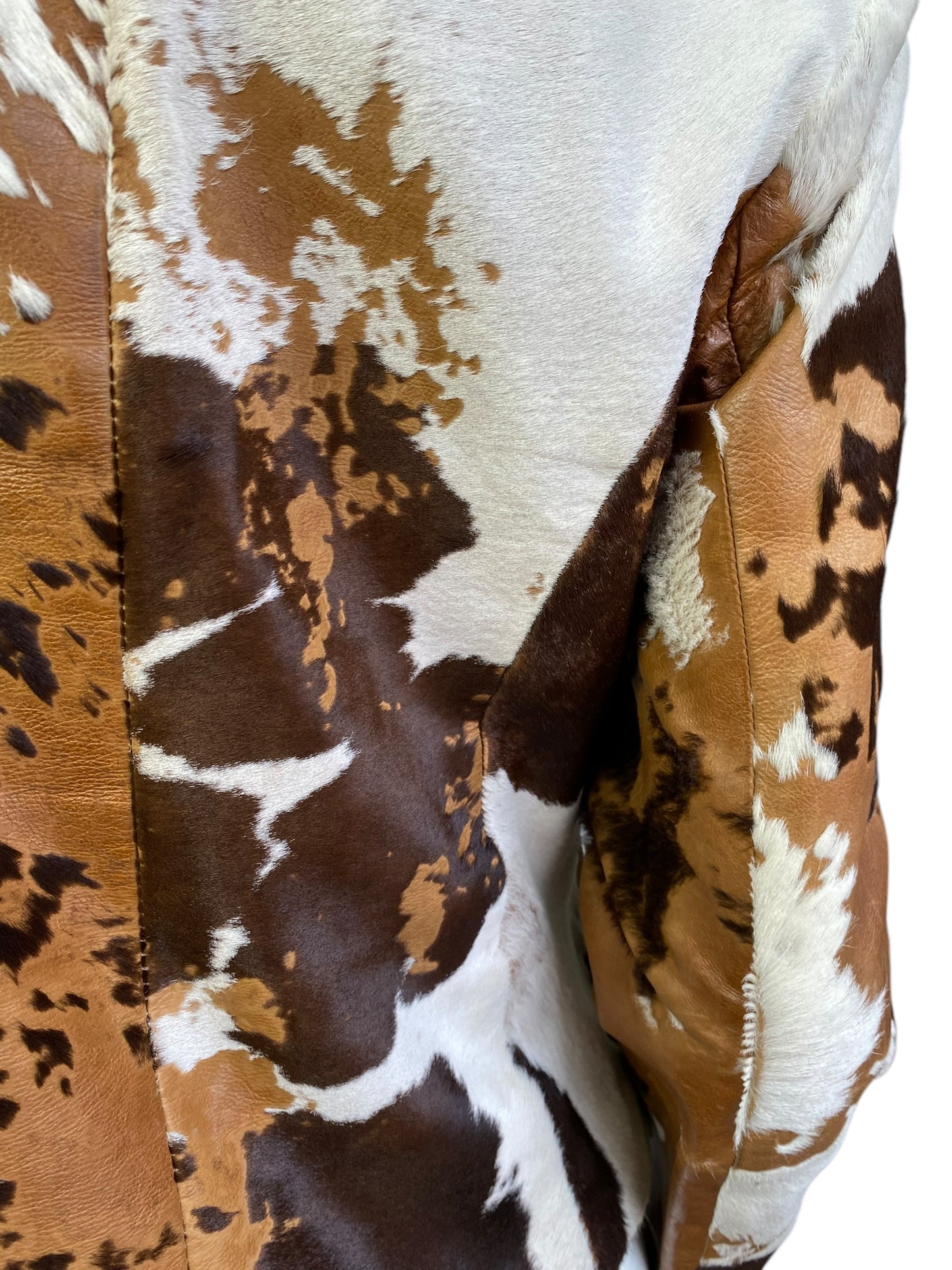 DESI 2000s BROWN & WHITE COWHIDE LEATHER BLAZER