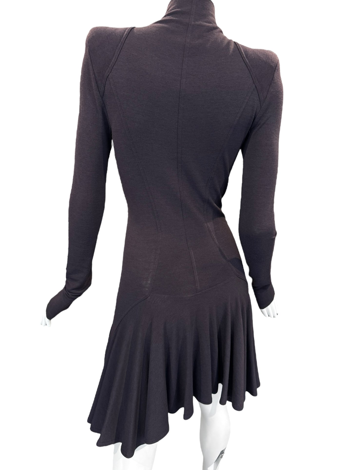 PLEIN SUD FW2004 PURPLE WOOL ZIP MINI DRESS