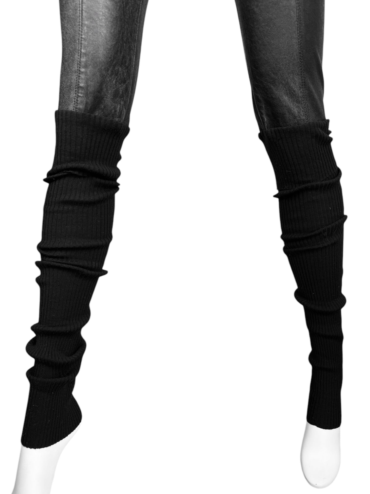 PLEIN SUD 2018 BLACK LEATHER & KNITTED SKINNY PANTS