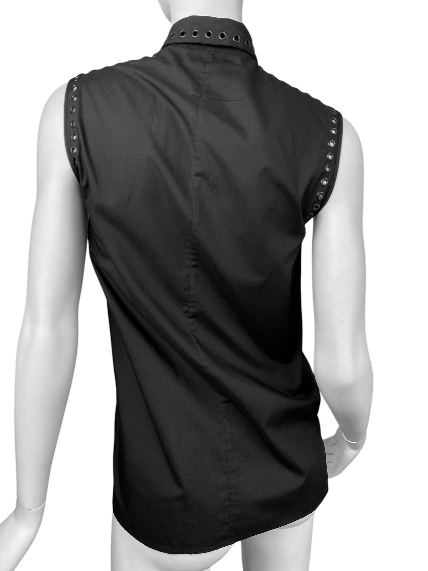 GIVENCHY 2011 BY RICARDO TISCI BLACK EYELET SLEEVELESS SHIRT