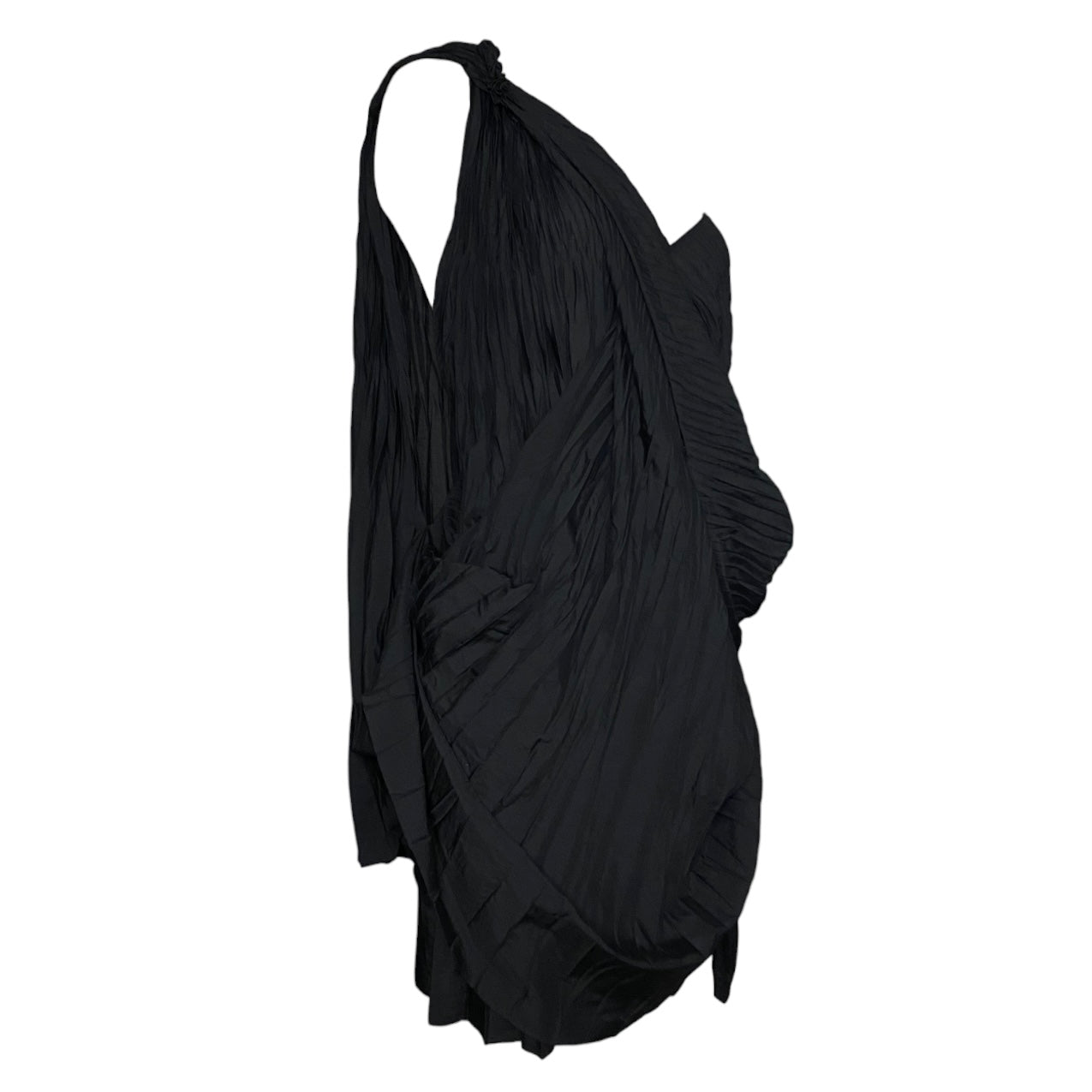 JUNYA WATANABE SS2009 BLACK PLEATED ASYMMETRICAL DRAPED MINI DRESS