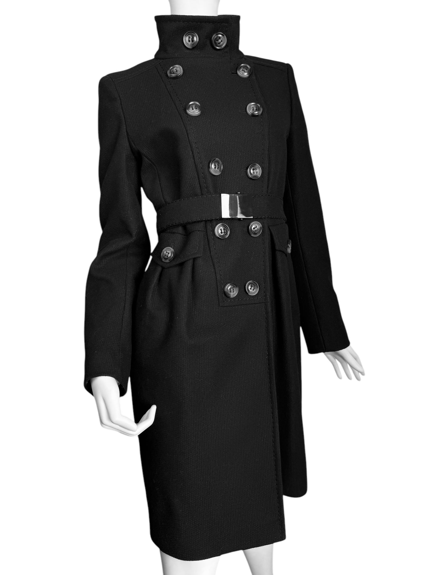 SPORTMAX 2010s BLACK DOUBLE BREASTED OFFICER COAT