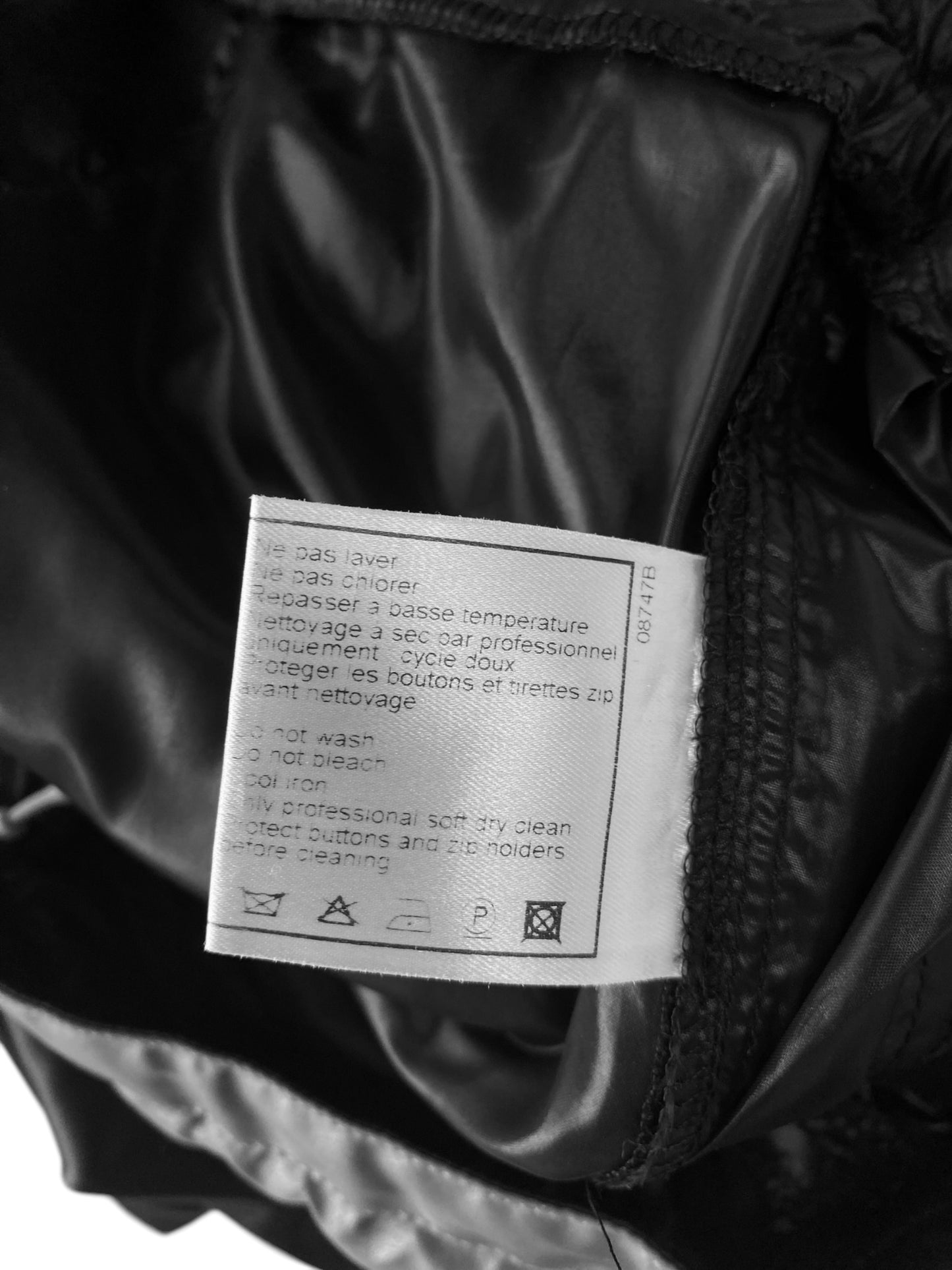 CHANEL SS1999 BY KARL LAGERFELD BLACK NYLON REFLECTIVE HEM WIDE PANTS