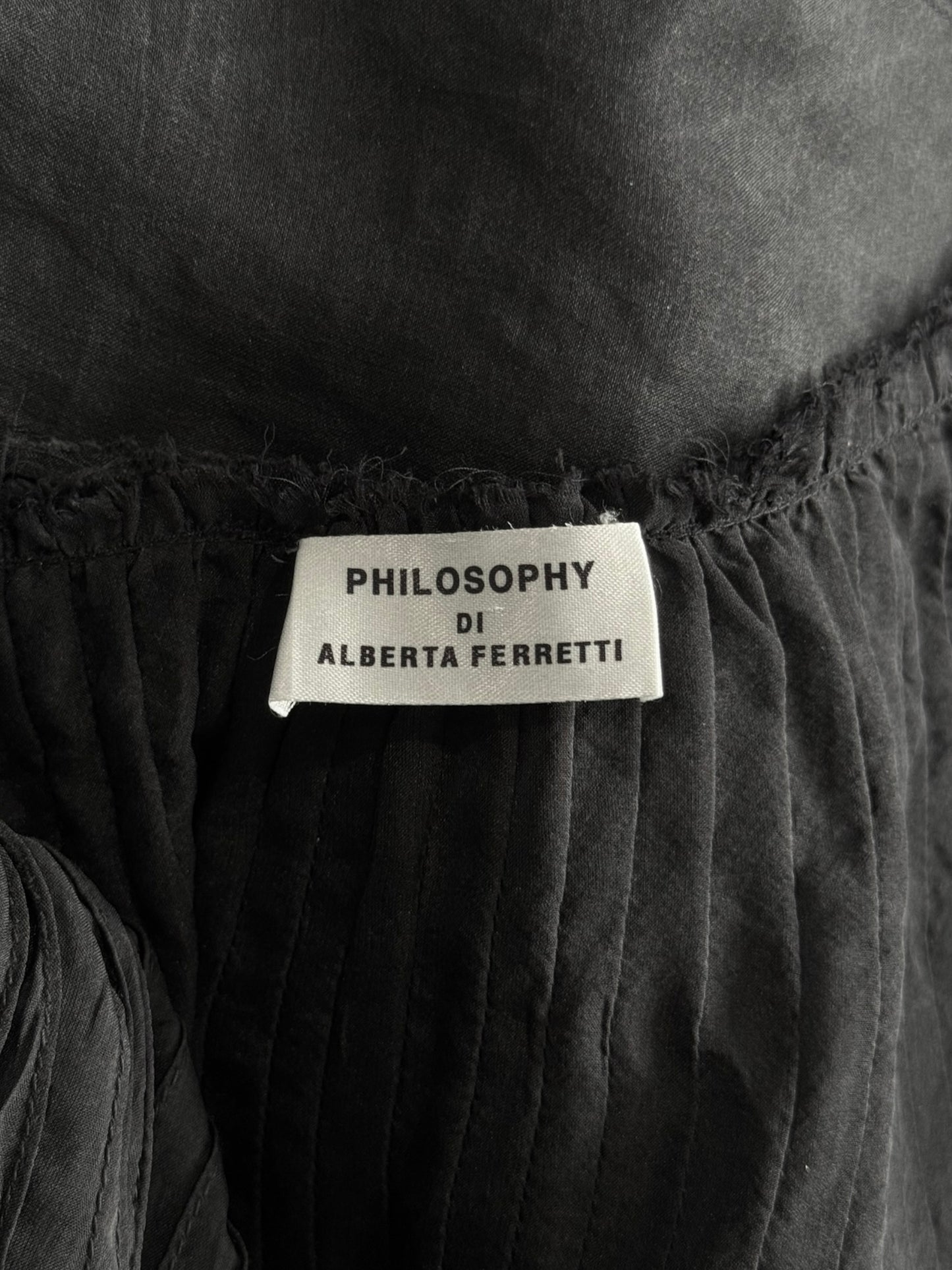 PHILOSOPHY DI ALBERTA FERRETTI 2000s BLACK SILK SHEER MINI DRESS