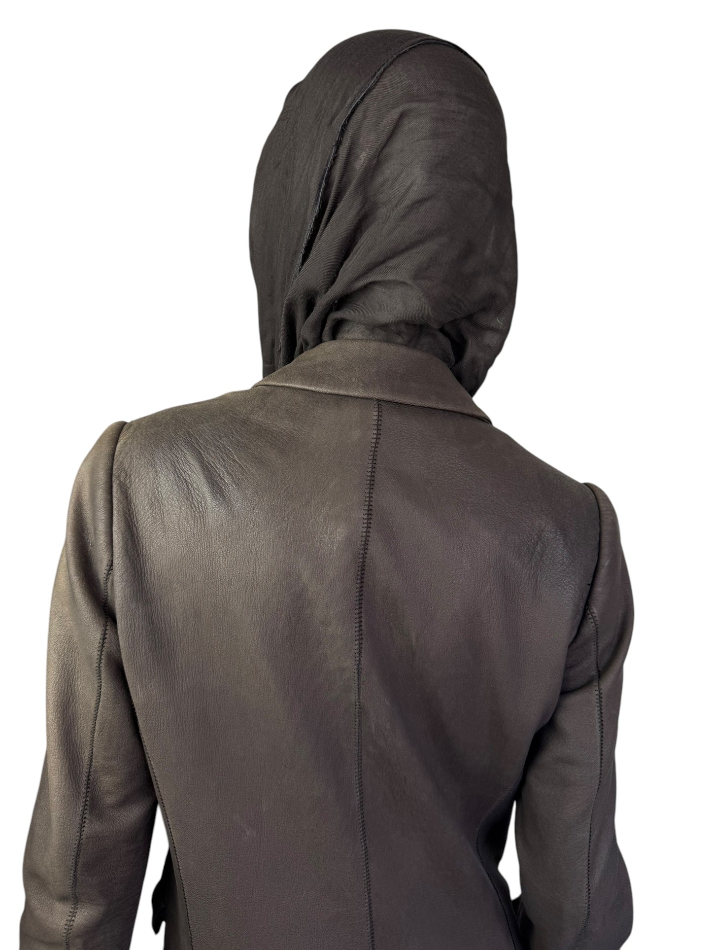 ISAAC SELLAM 2010s BROWN LEATHER SCARF COAT