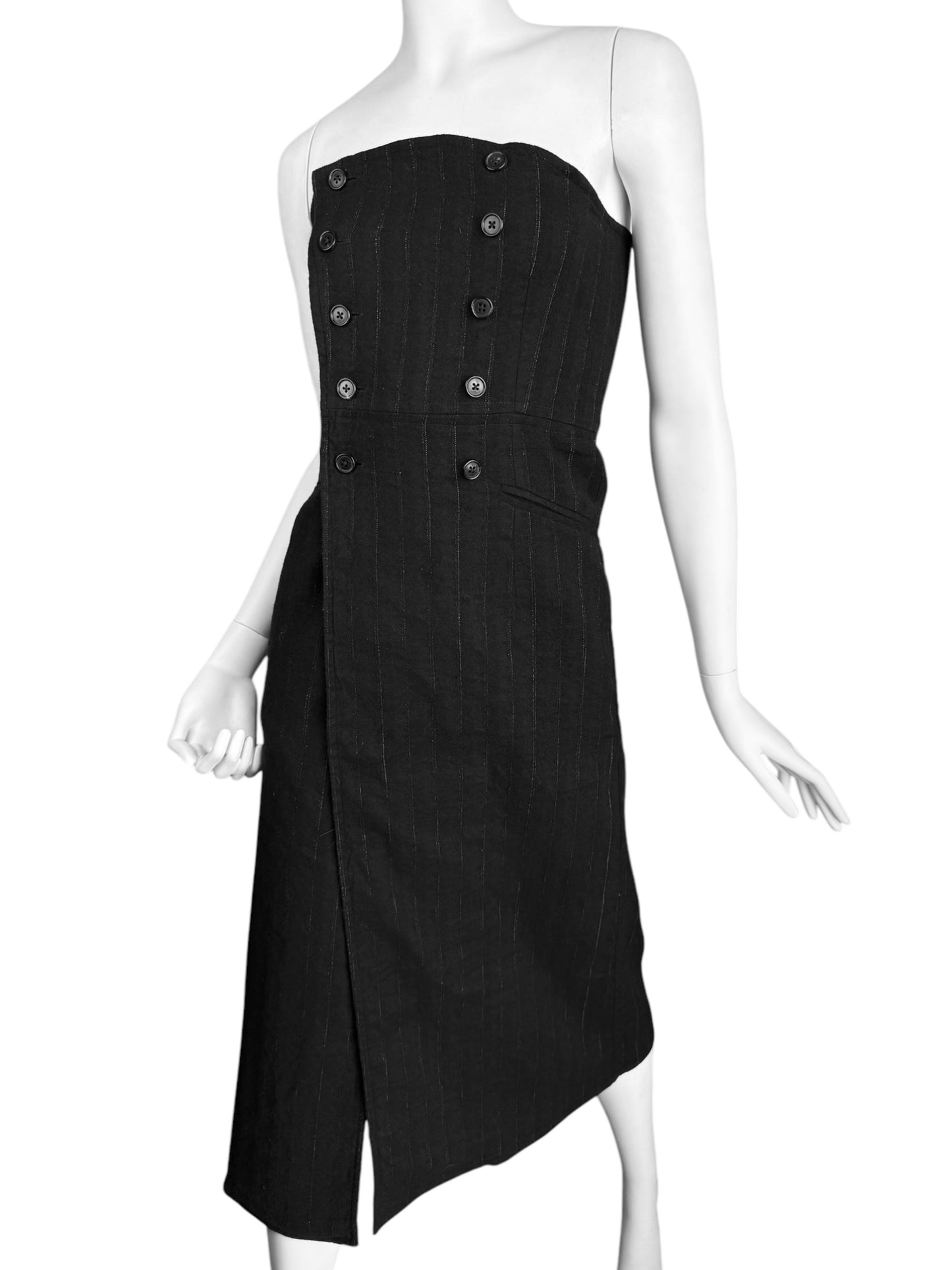 ANN DEMEULEMEESTER FW2018 BY SÉBASTIEN MEUNIER PINSTRIPED DOUBLE BREASTED BUSTIER DRESS