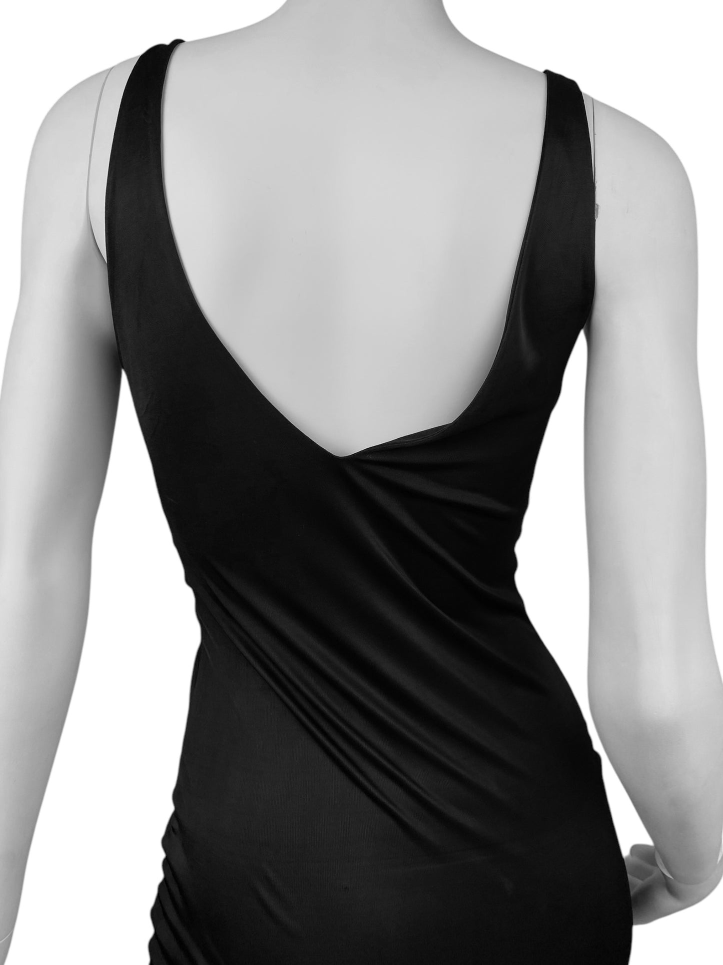 ALEXANDER MCQUEEN SS1996 «THE HUNGER» BLACK RUCHED CUT-OUT BODYCON DRESS