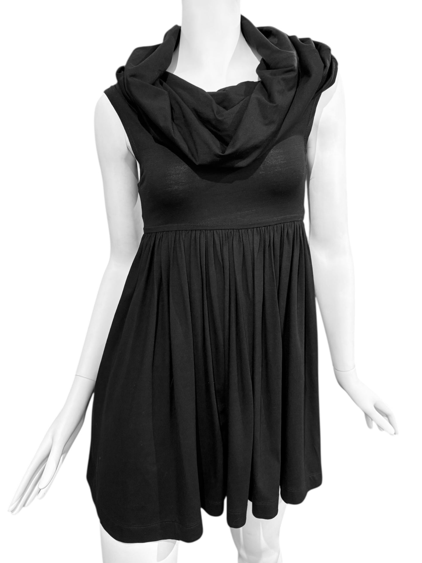 PLEIN SUD 2000s BLACK HOODED MINI DRESS