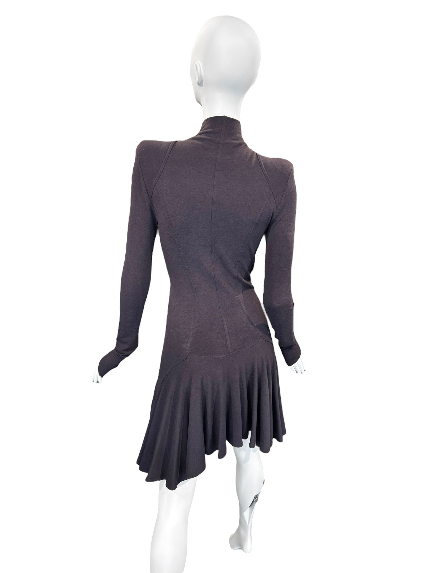 PLEIN SUD FW2004 PURPLE WOOL ZIP MINI DRESS