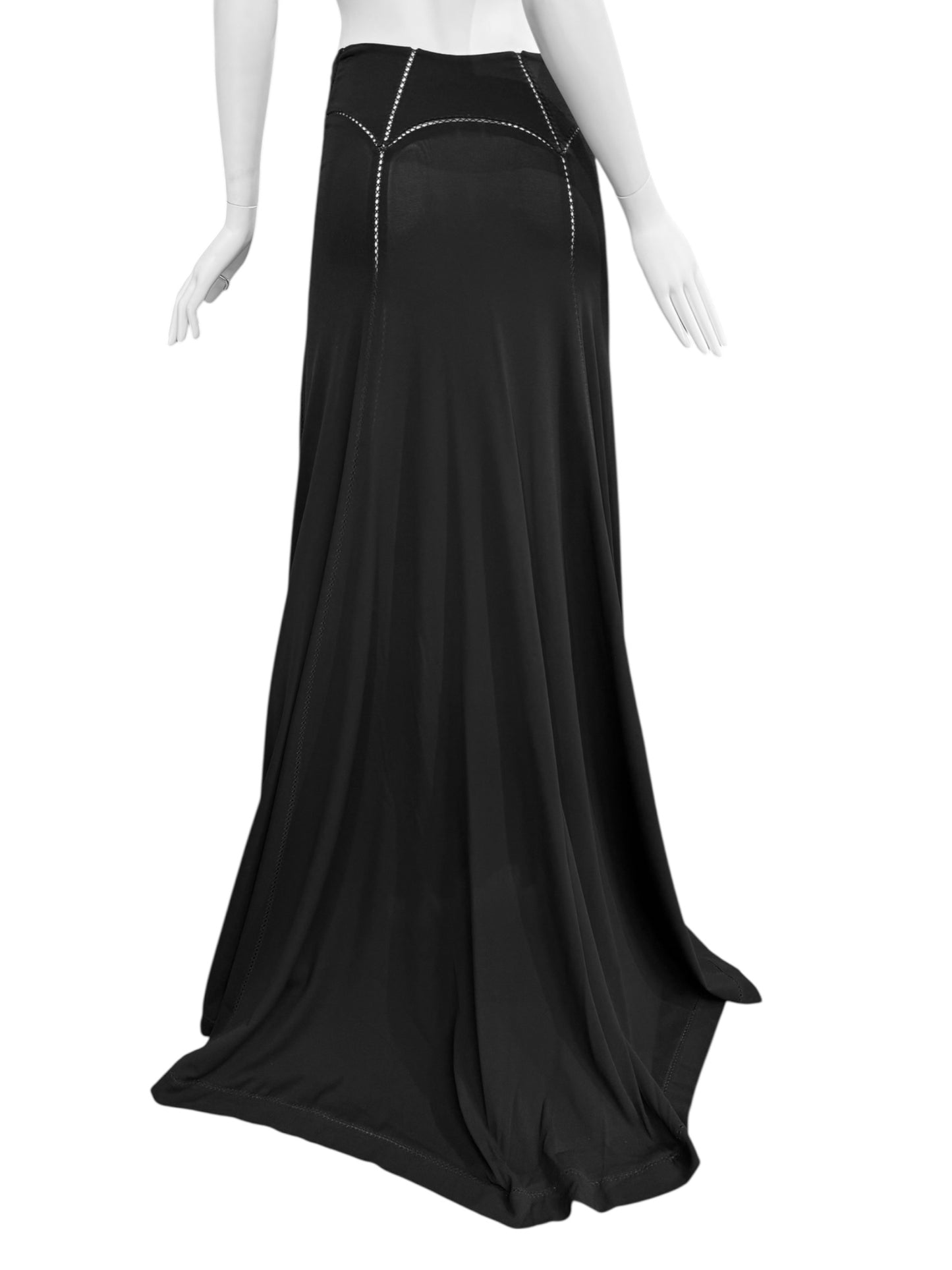 FAYÇAL AMOR SS1993 BLACK PICOT STITCHING MAXI SKIRT