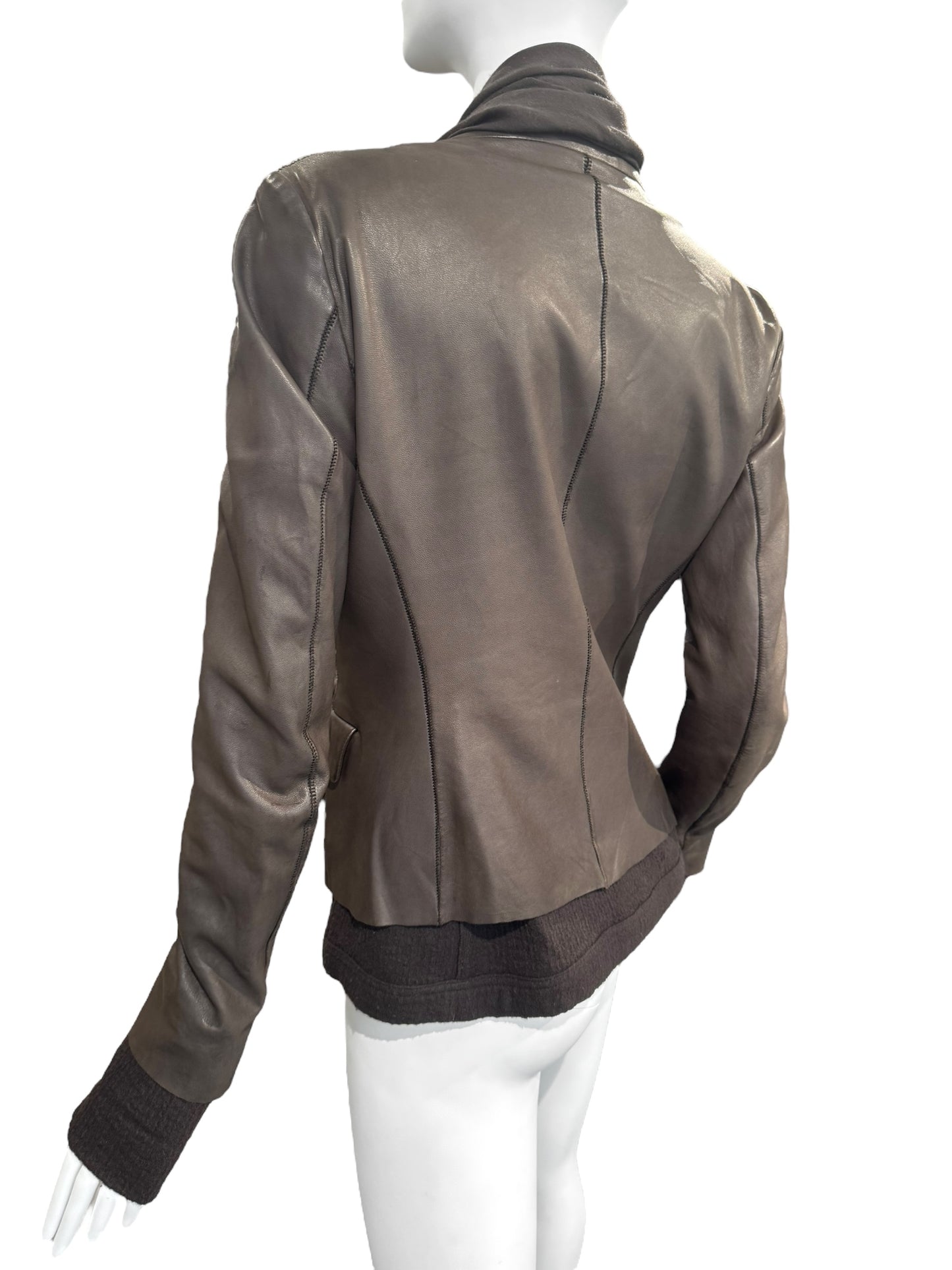 ISAAC SELLAM 2010s BROWN LEATHER SCARF JACKET