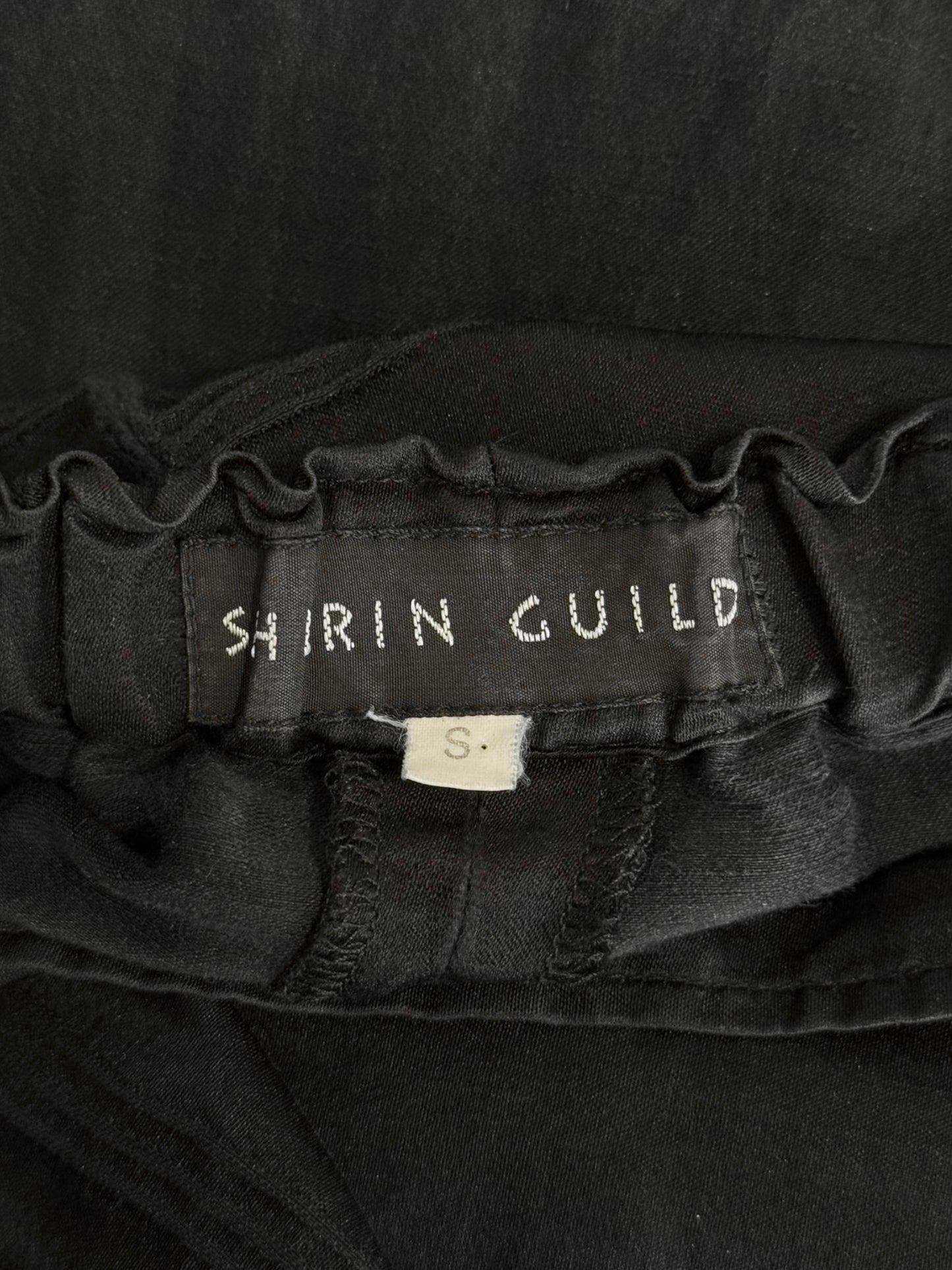 SHIRIN GUILD 1990s BLACK LINEN & SILK HAREM PANTS