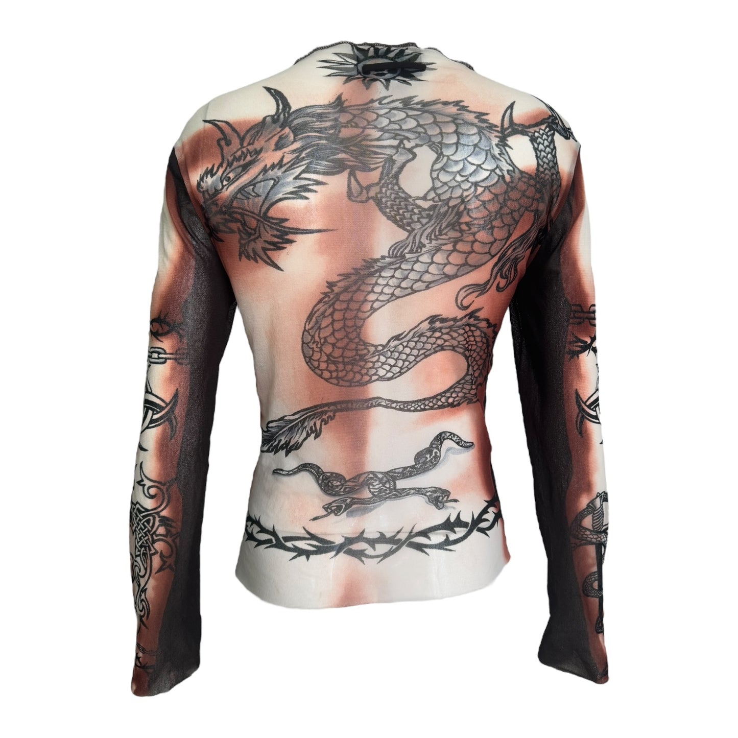 JEAN-PAUL GAULTIER SS1996 BROWN « SAFE SEX FOREVER » MESH TOP