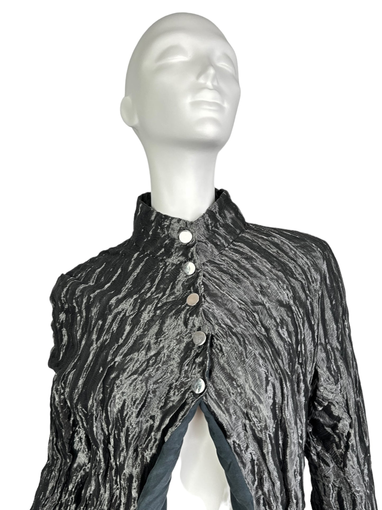 MARC LE BIHAN SS2000 SILVER SILK CREASED JACKET