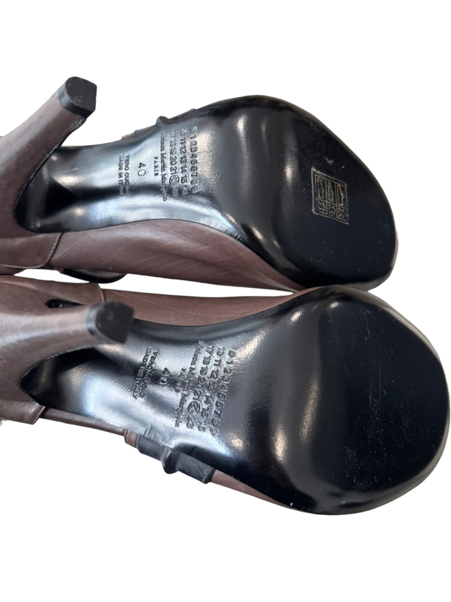 MAISON MARGIELA FW2014 BROWN LEATHER FUTURISTIC HEELS
