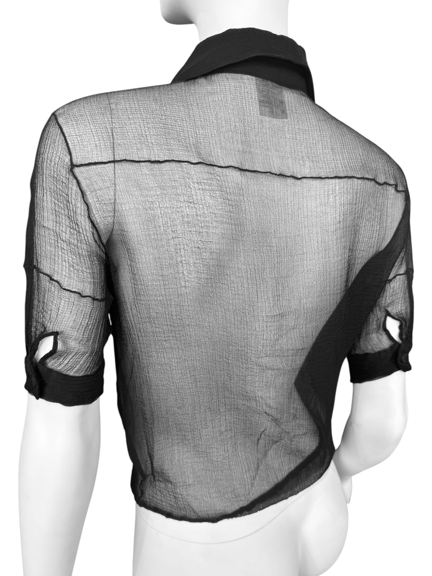 ANNA MOLINARI 2000s BLACK SILK SHIRT