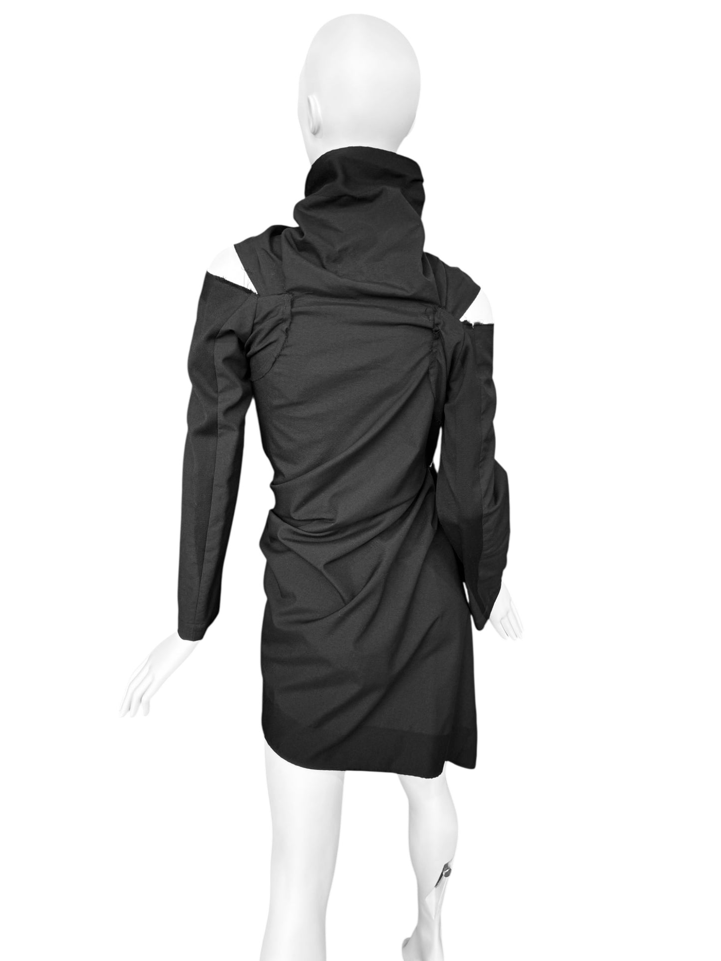 COMME DES GARÇONS FW2003 BLACK WOOL ASYMMETRICAL ZIP JACKET