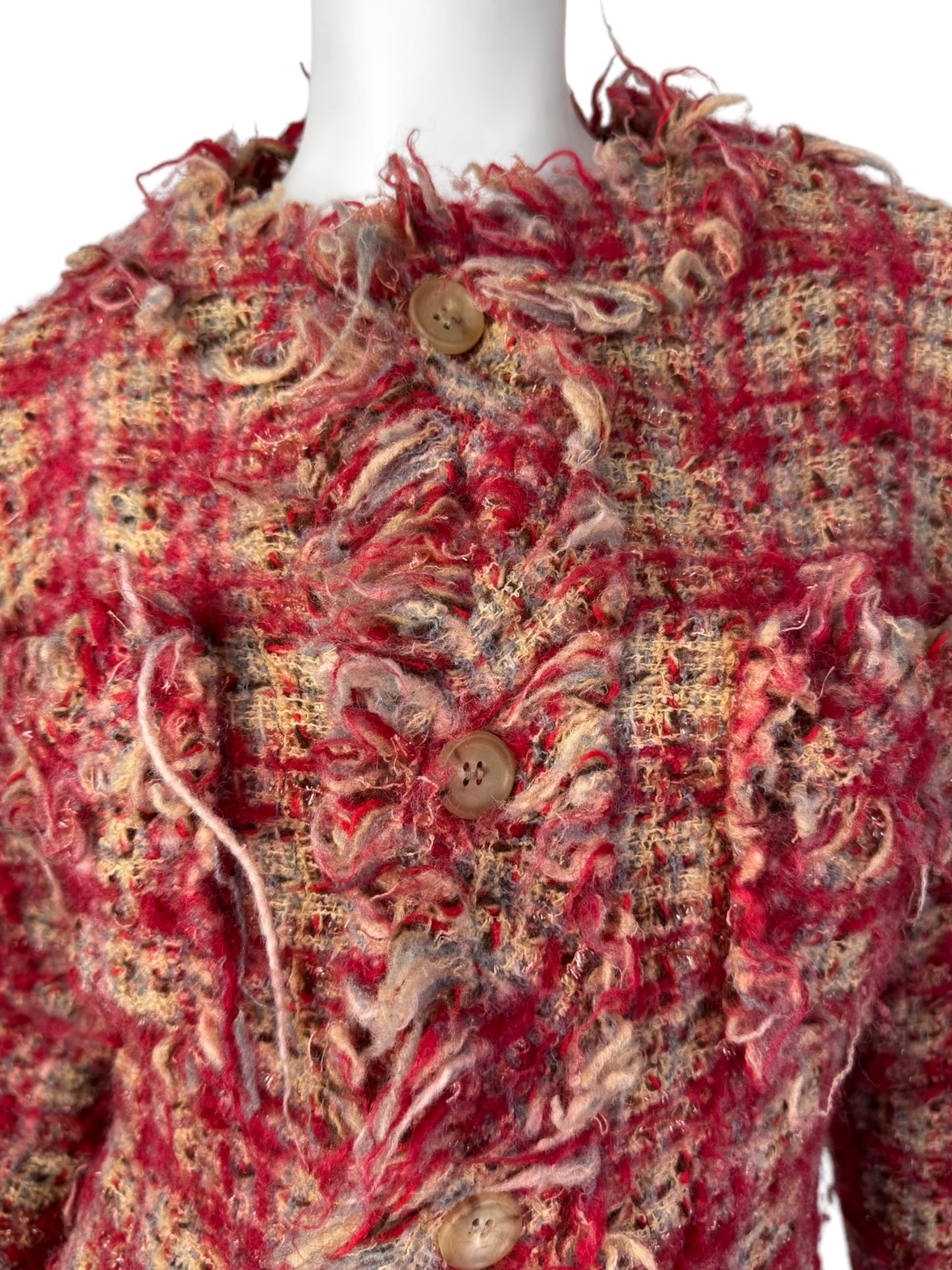 JUNYA WATANABE FW2003 RED DISTRESS TWEED JACKET