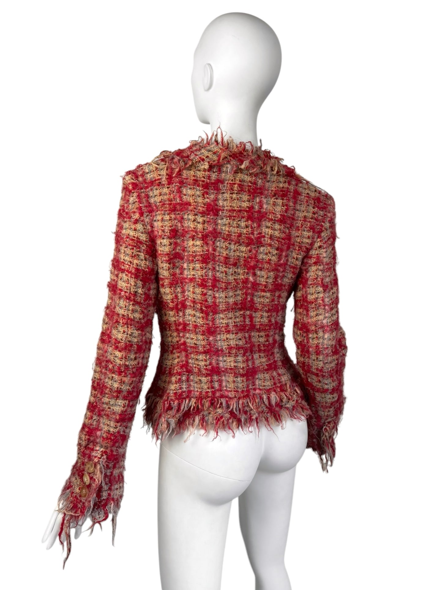 JUNYA WATANABE FW2003 RED DISTRESS TWEED JACKET