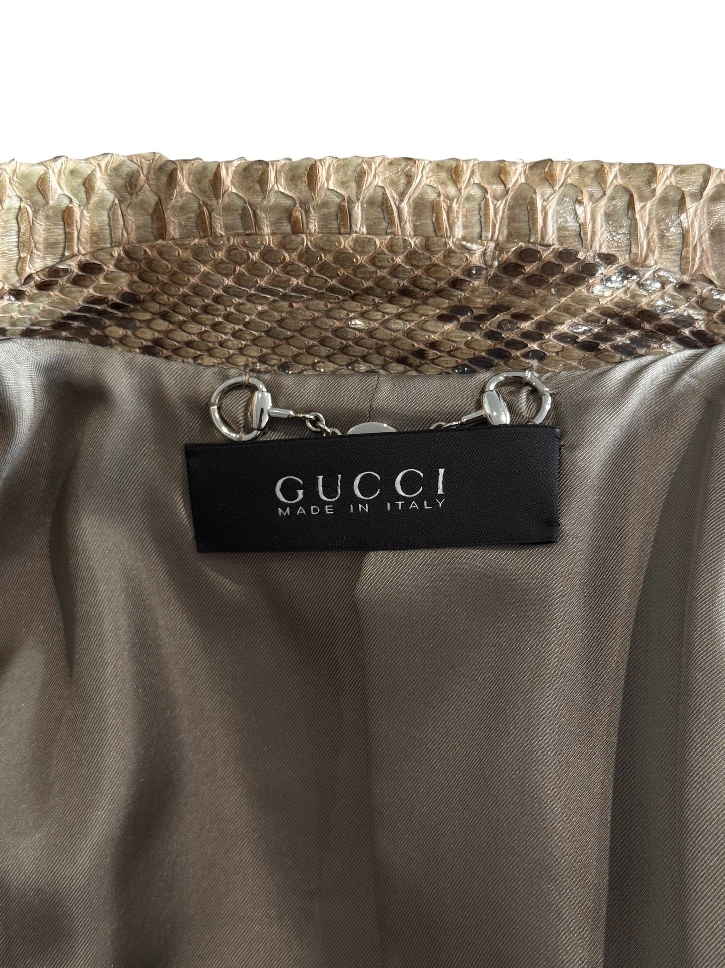 GUCCI RESORT 2011 BY FRIDAY GIANNINI BROWN PYTHON LEATHER JACKET