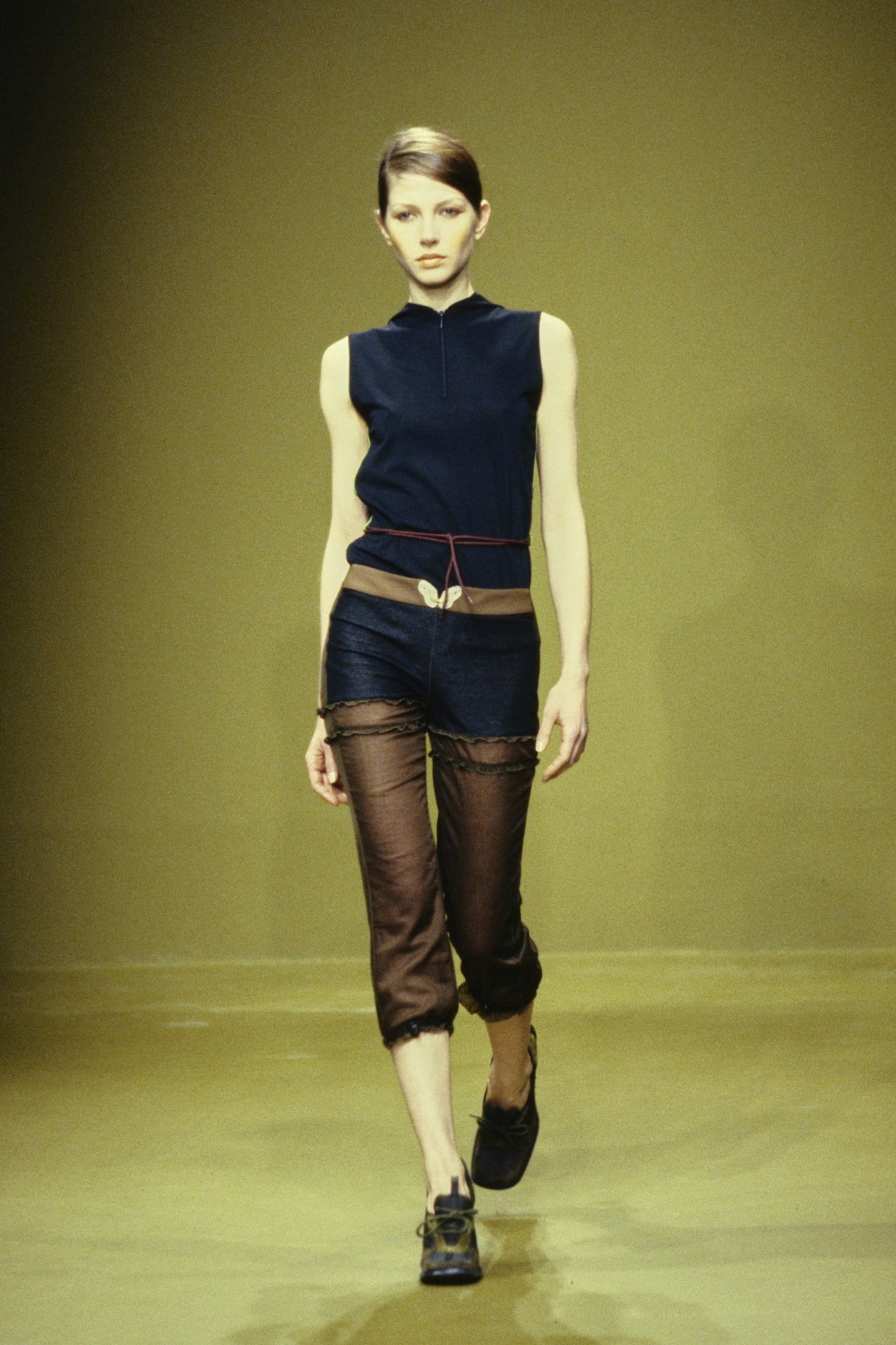 MIU MIU FW1999 KHAKI LEATHER BUBBLE SOLE HEELS