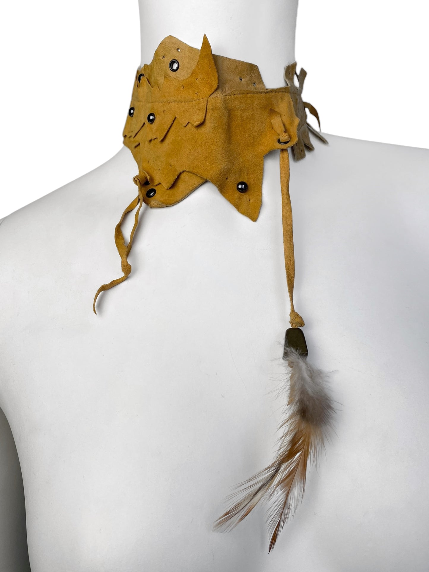 PLEIN SUD 2000s YELLOW LEATHER PATCHWORK CHOKER