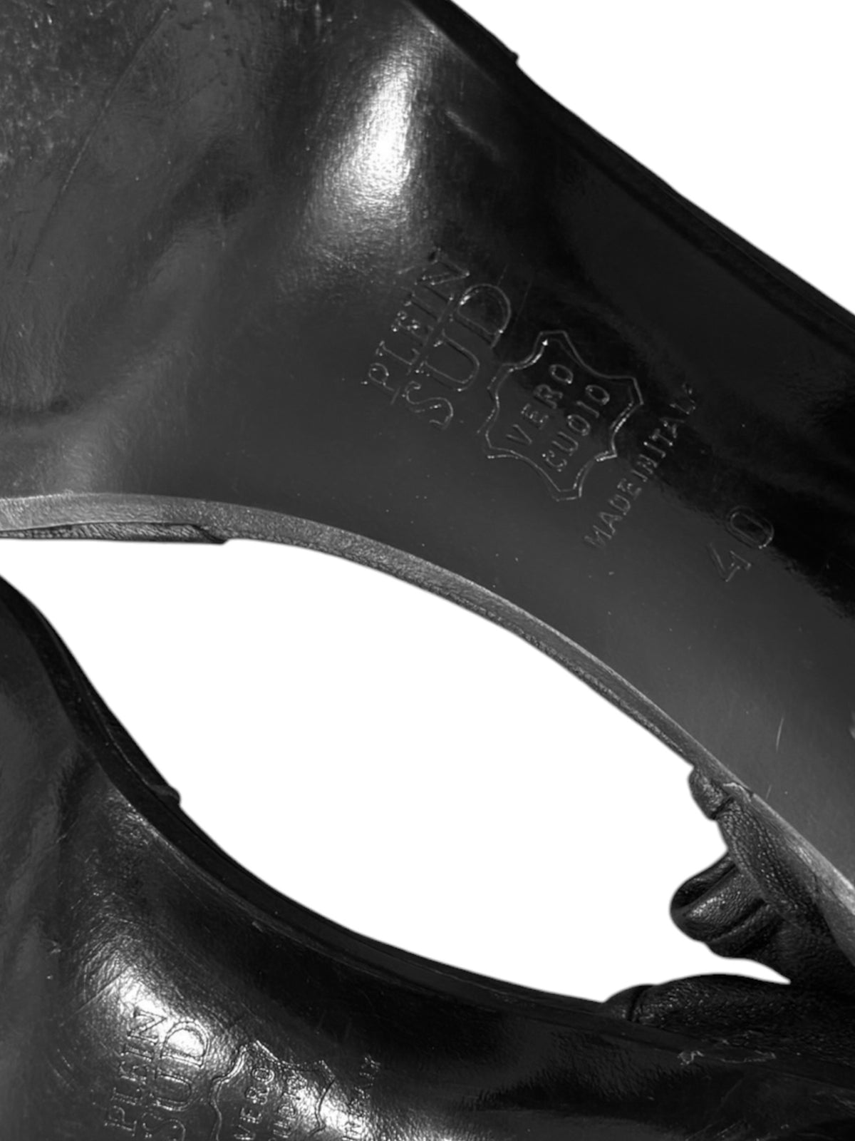 PLEIN SUD 2000s BLACK LEATHER OPEN BOOTS