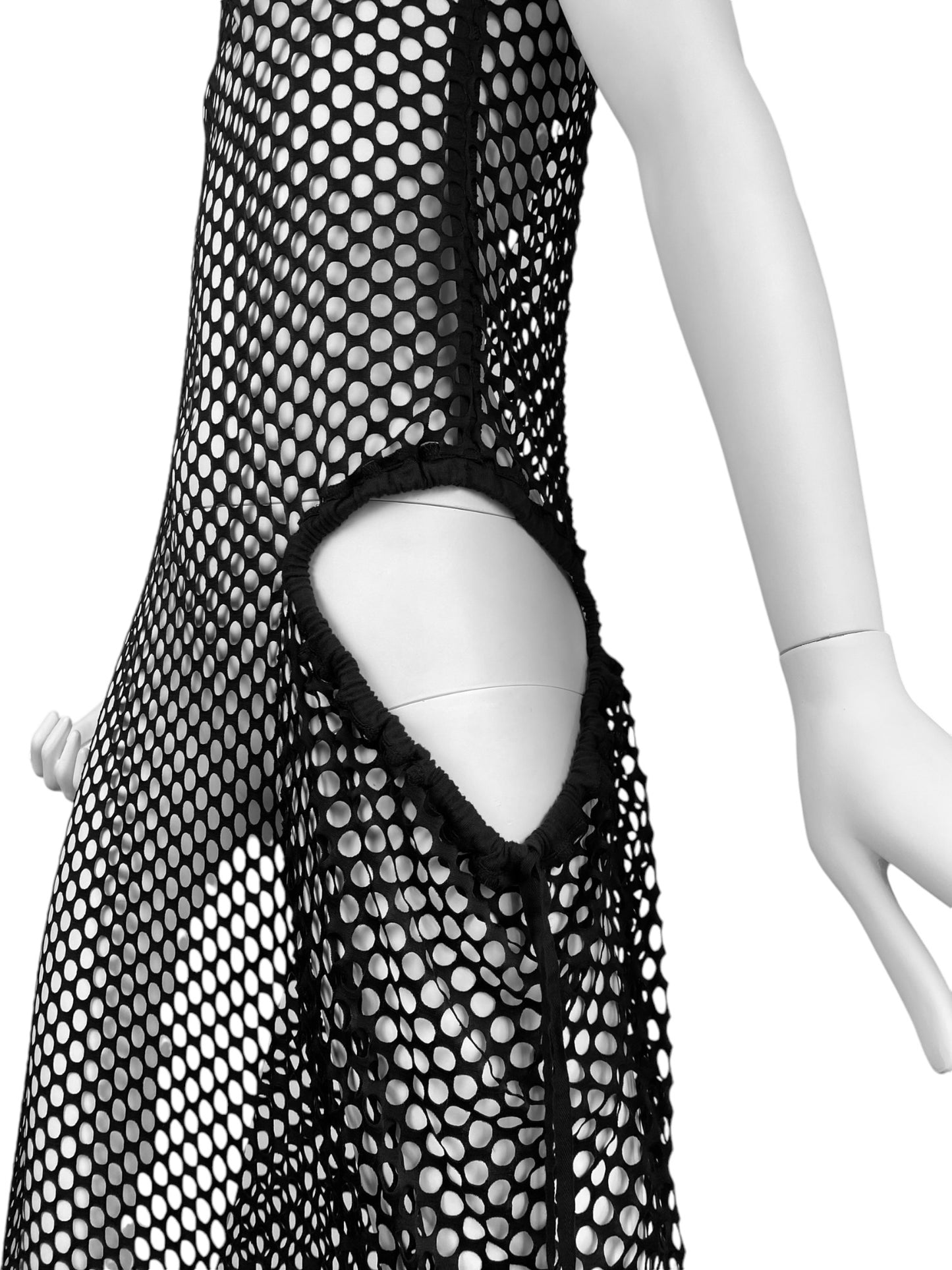 Y-3 YOHJI YAMAMOTO X ADIDAS 2010s BLACK LASER CUT OUT MAXI DRESS