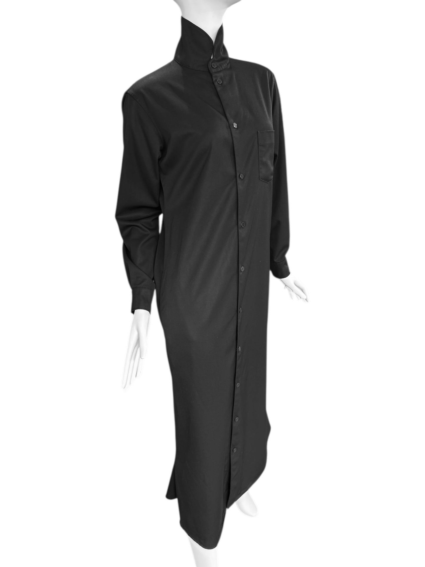 Y’S YOHJI YAMAMOTO 2010s BLACK HIGH COLLAR MAXI DRESS/COAT