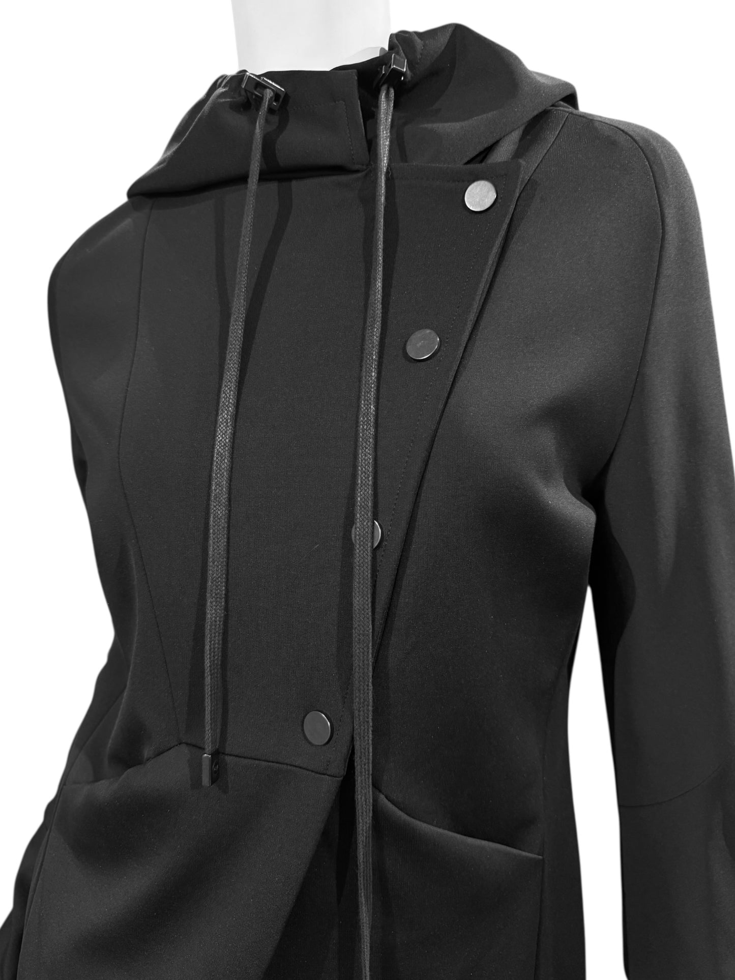 ILARIA NISTRI 2010s BLACK ASYMMETRICAL HOODED JACKET