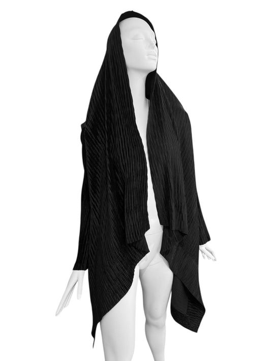 ISSEY MIYAKE 1990s BLACK PLEATED CARDIGAN