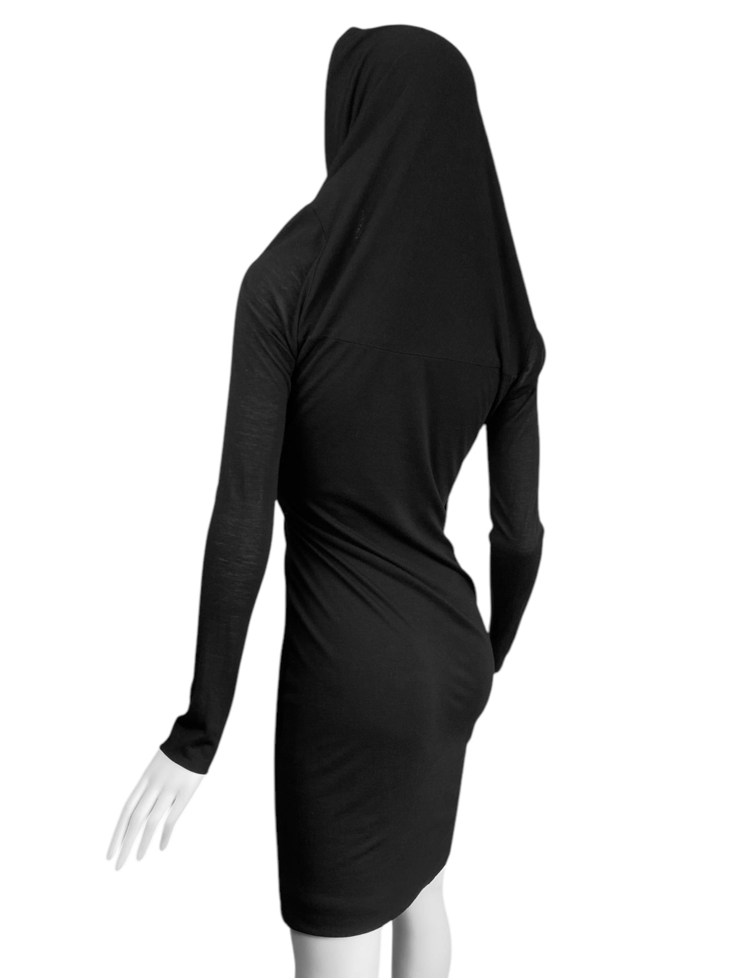 ALEXANDER MCQUEEN FW2008 «THE GIRL WHO LIVED IN A TREE» BLACK HOODED DRESS