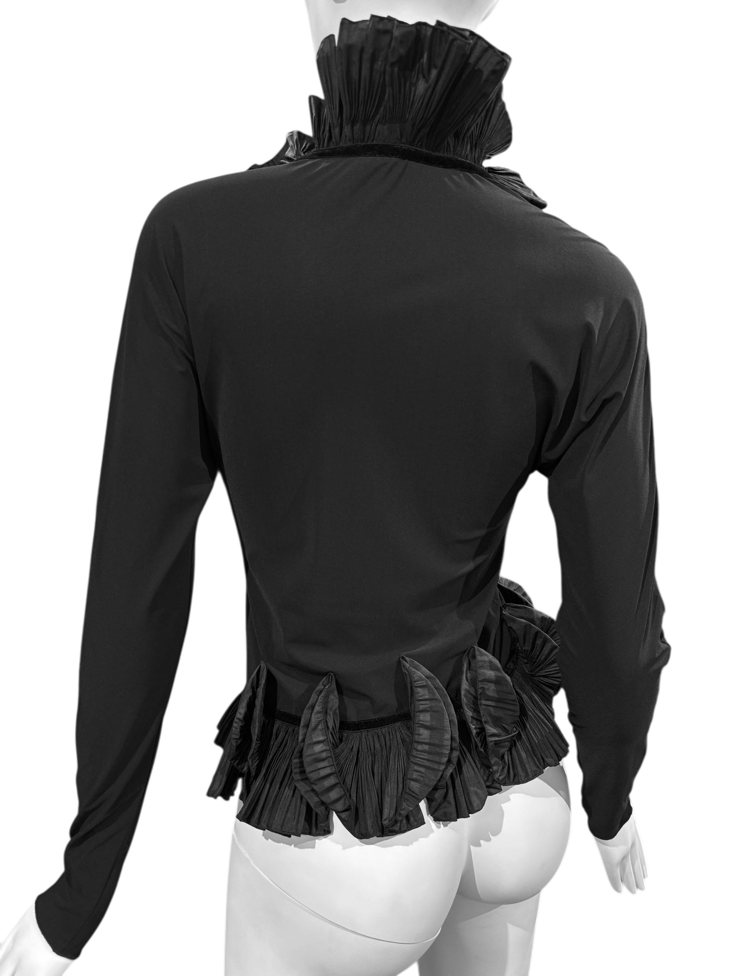 NATHALIE GARÇON 2000s BLACK RUFFLES SHIRT