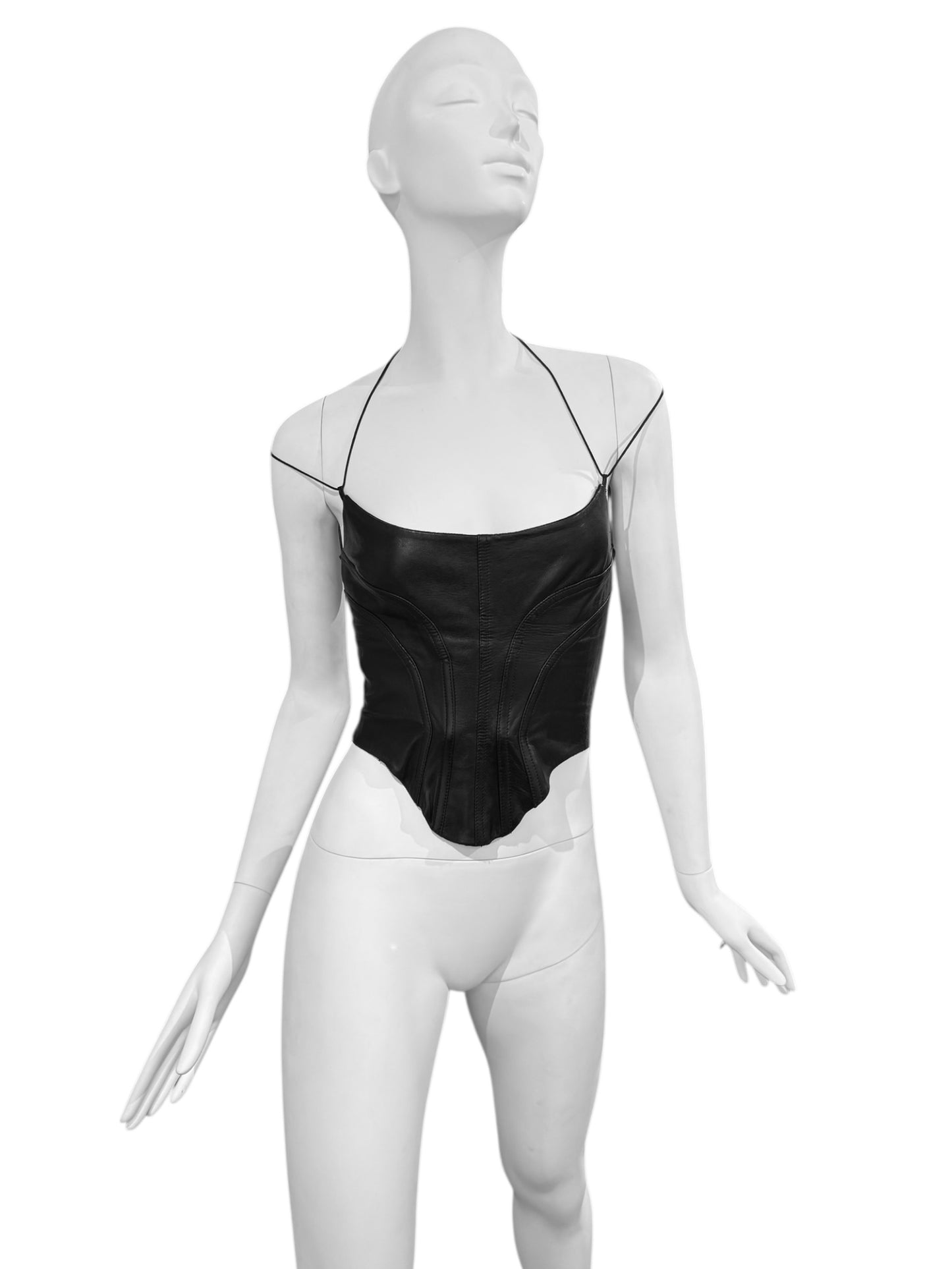 PLEIN SUD SS1994 BLACK LEATHER LACE-UP CORSET