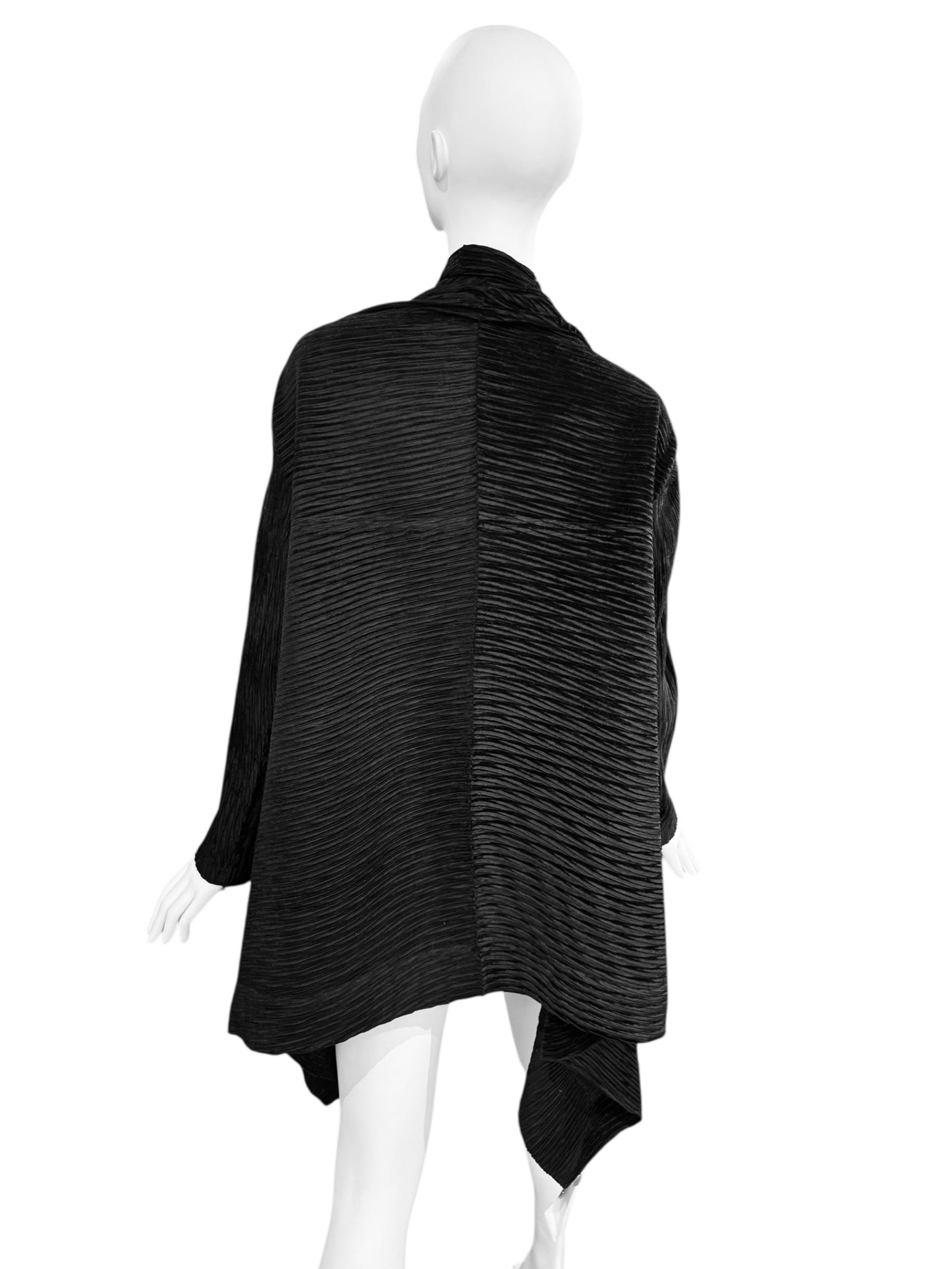 ISSEY MIYAKE 1990s BLACK PLEATED CARDIGAN