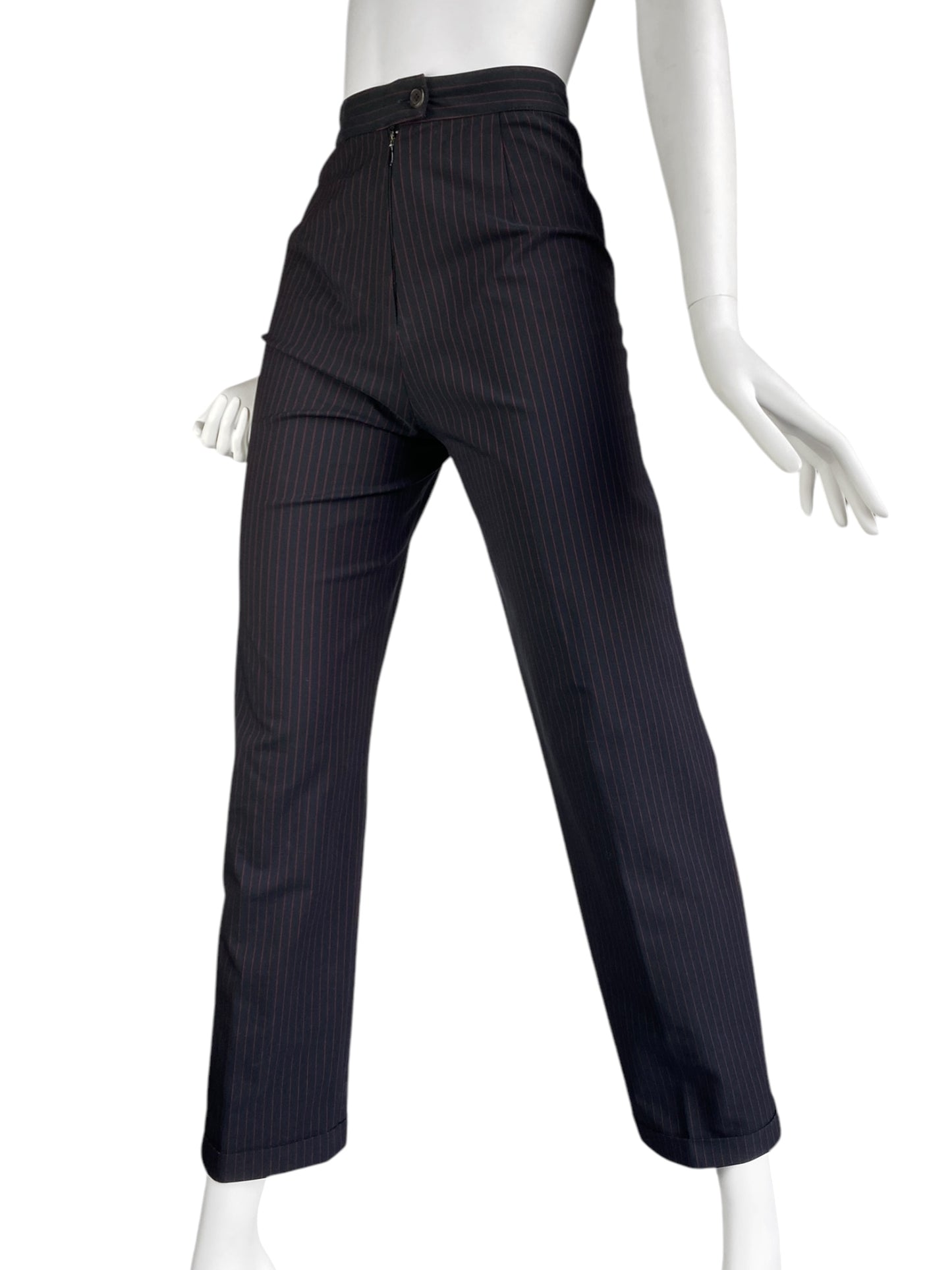 ALEXANDER MCQUEEN FW1998 «JOAN» BLACK & RED STRIPED PANTS