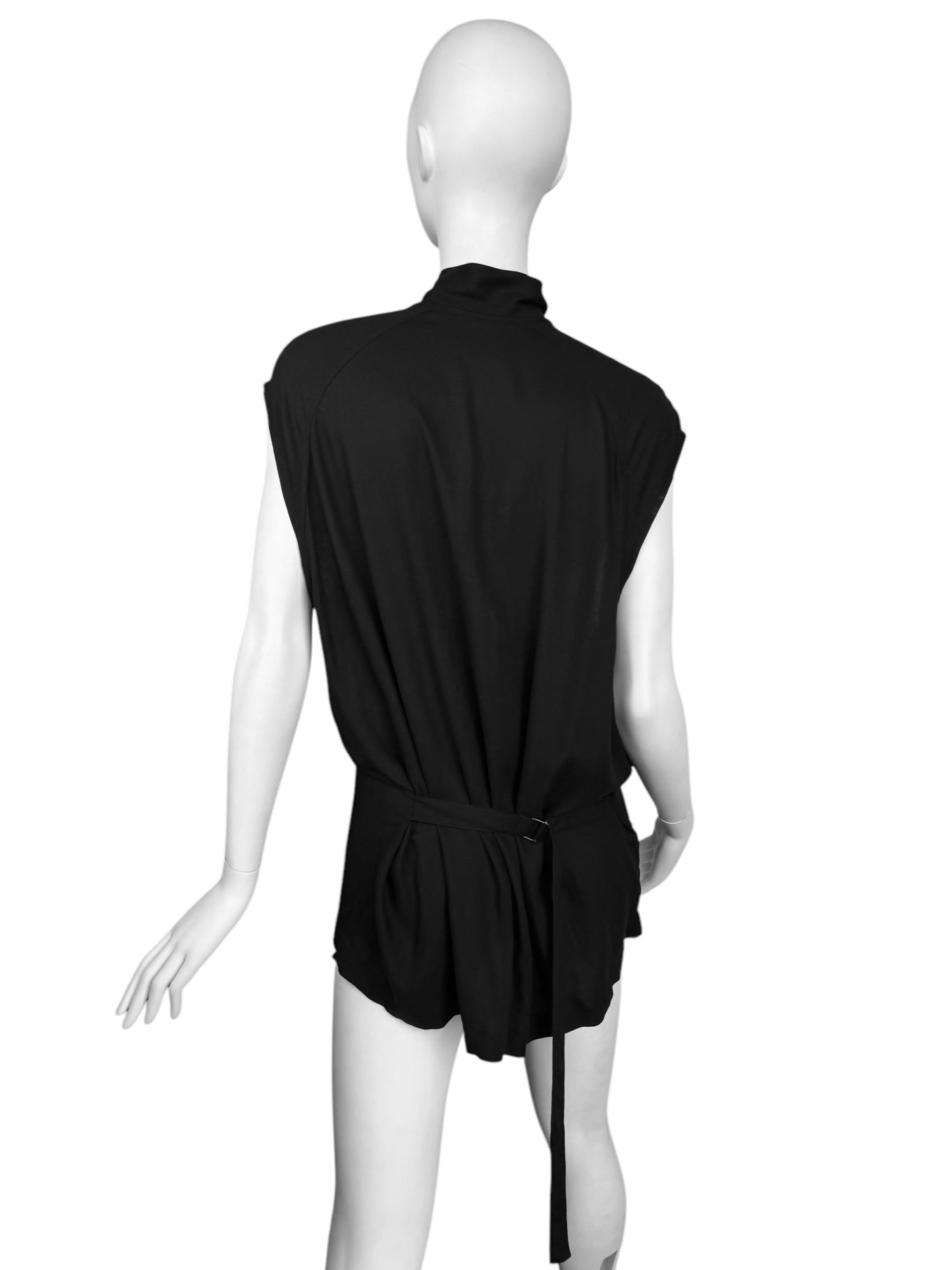 ANN DEMEULEMEESTER 2018 BY SÉBASTIEN MEUNIER BLACK HALF-ZIP TANK TOP