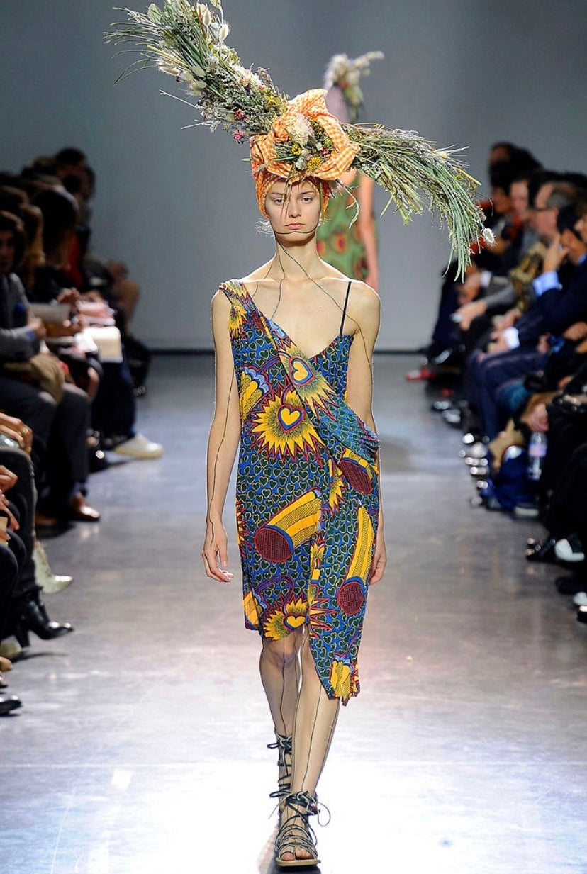 JUNYA WATANABE SS2009 BLACK PLEATED ASYMMETRICAL DRAPED MINI DRESS