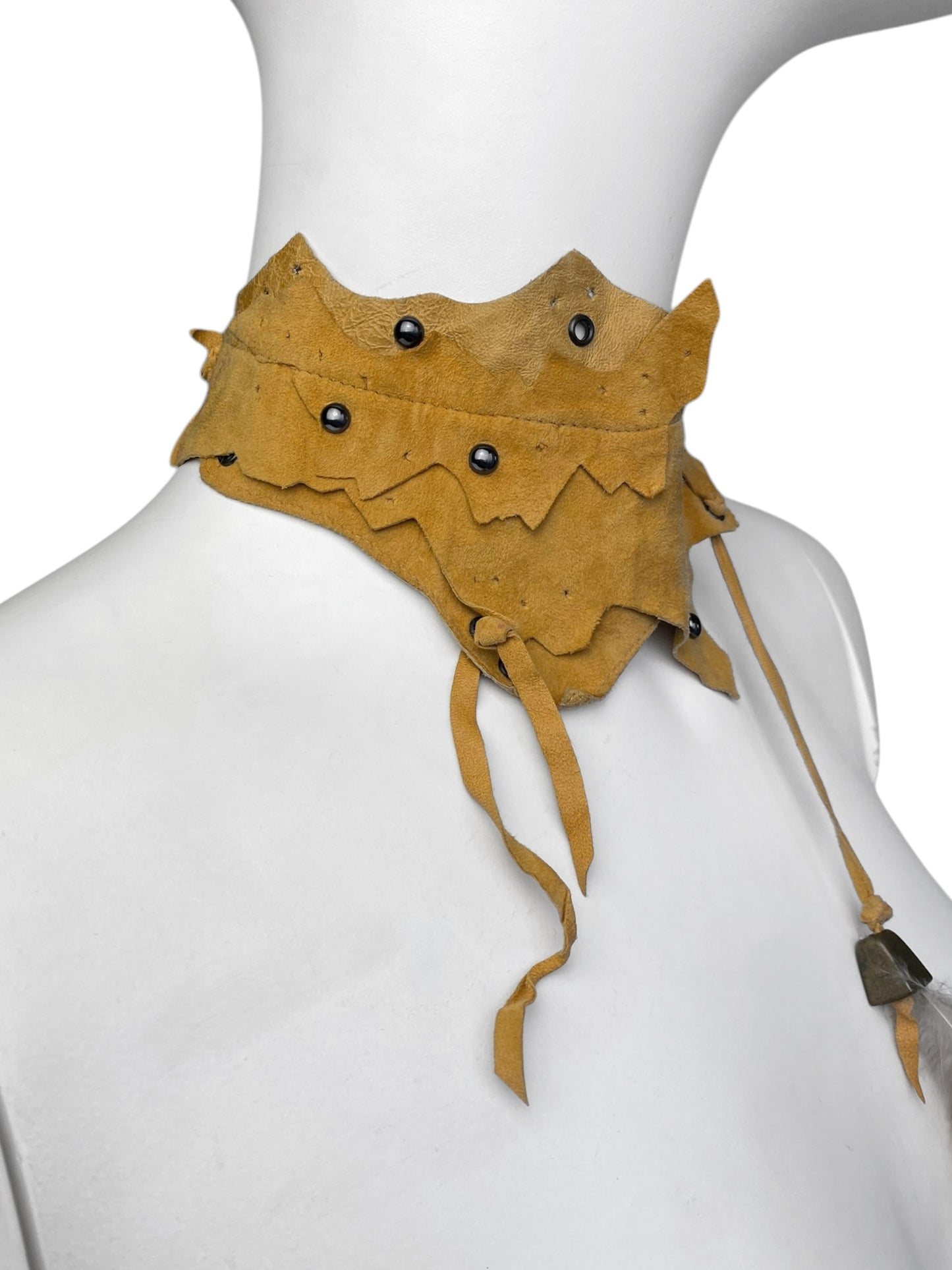 PLEIN SUD 2000s YELLOW LEATHER PATCHWORK CHOKER