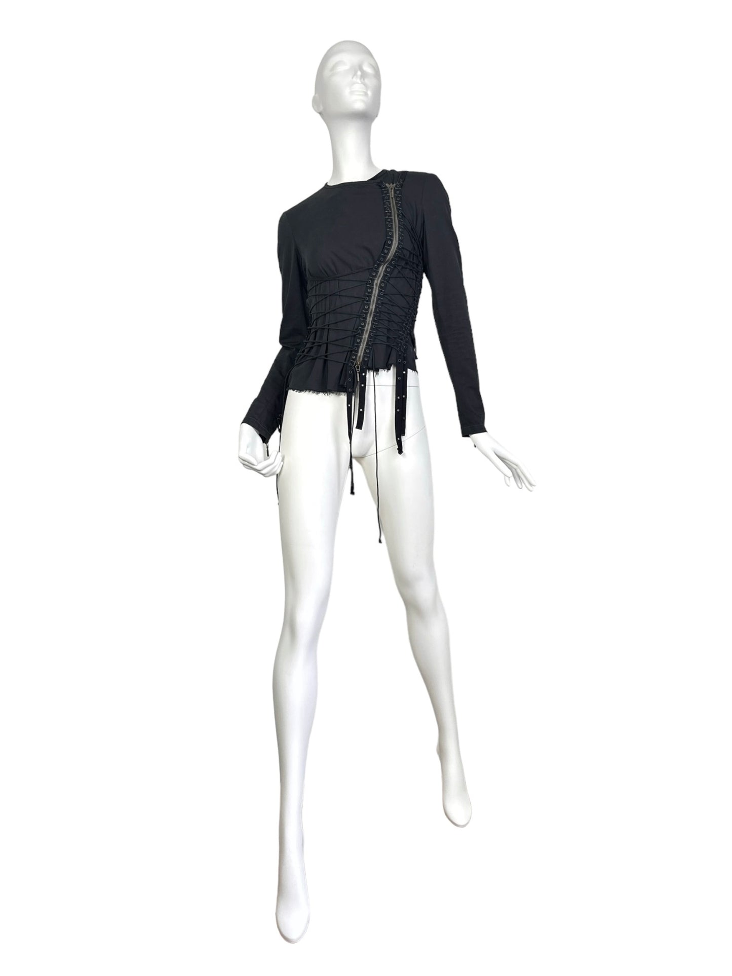 PLEIN SUD SS2003 BLACK LACE-UP BONDAGE JACKET