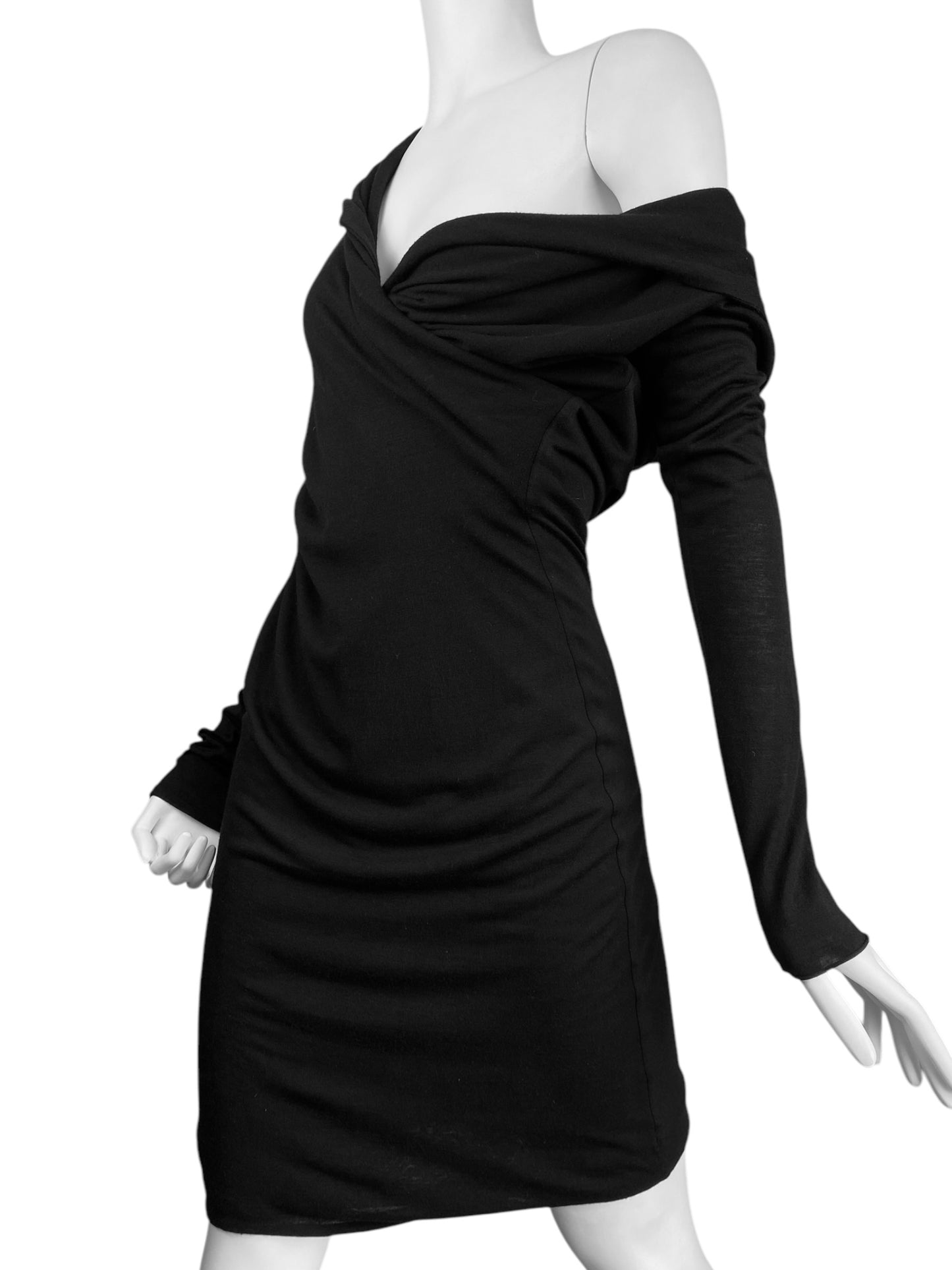 ALEXANDER MCQUEEN FW2008 «THE GIRL WHO LIVED IN A TREE» BLACK HOODED DRESS